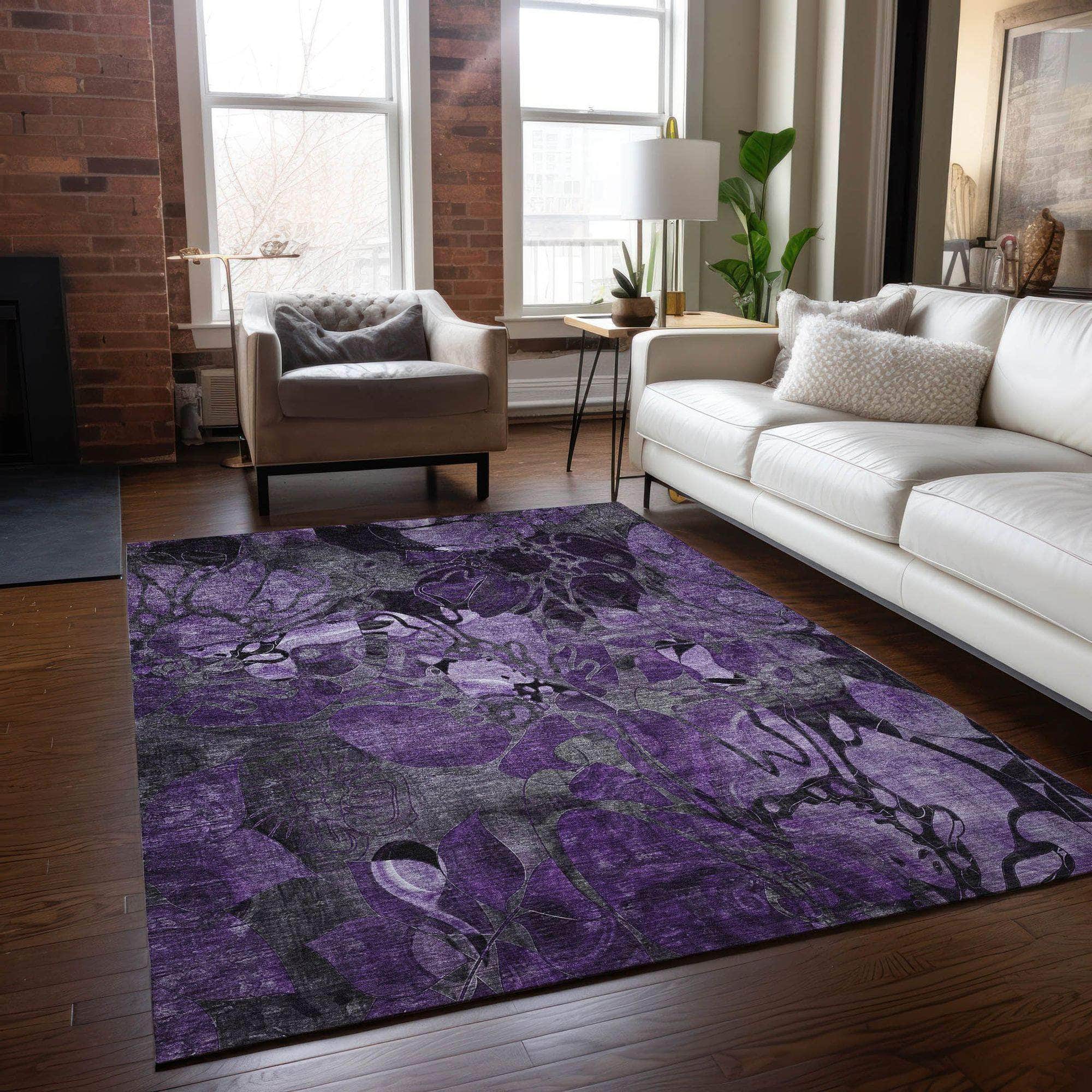 Machine Made ACN558 Purple Rugs