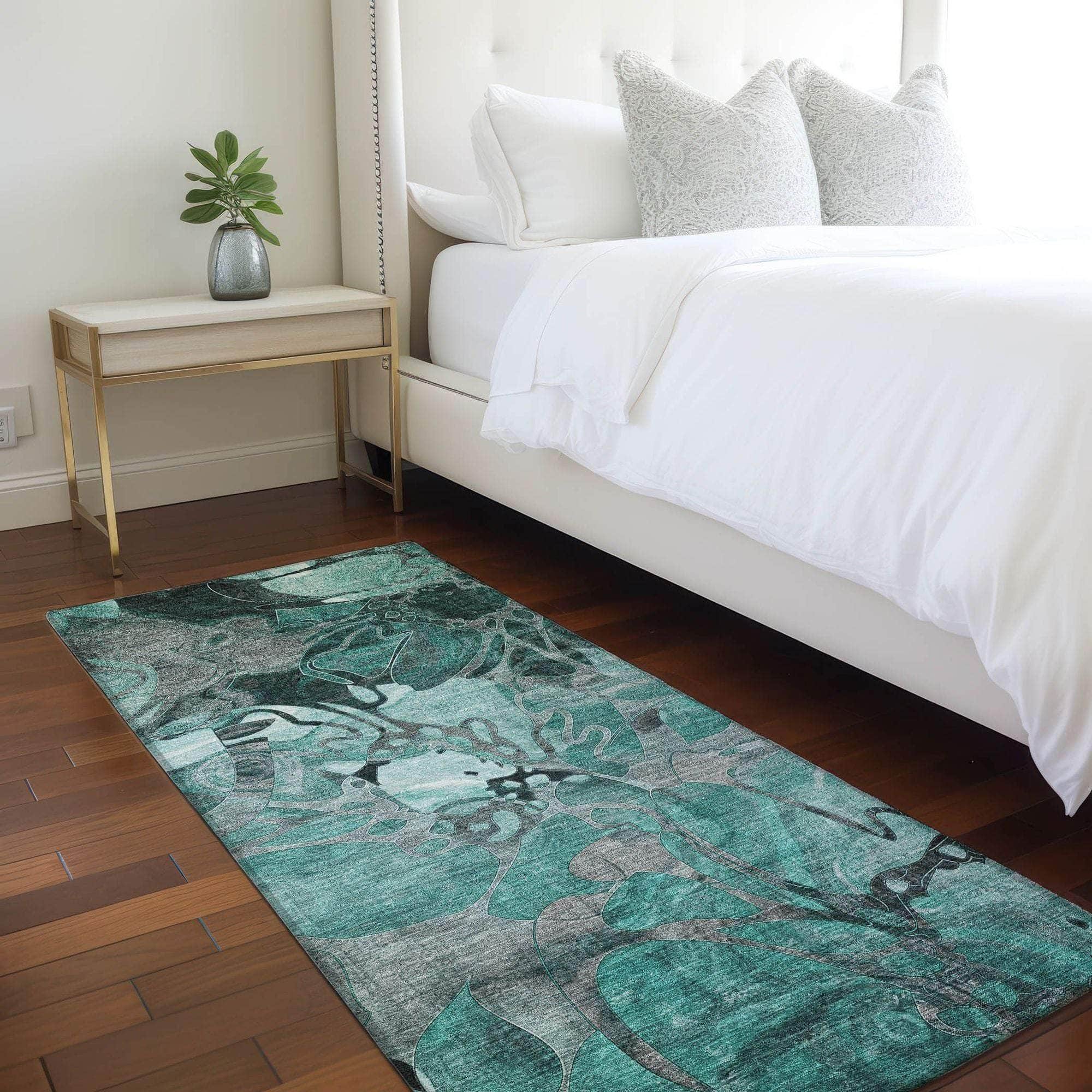 Machine Made ACN558 Teal Rugs