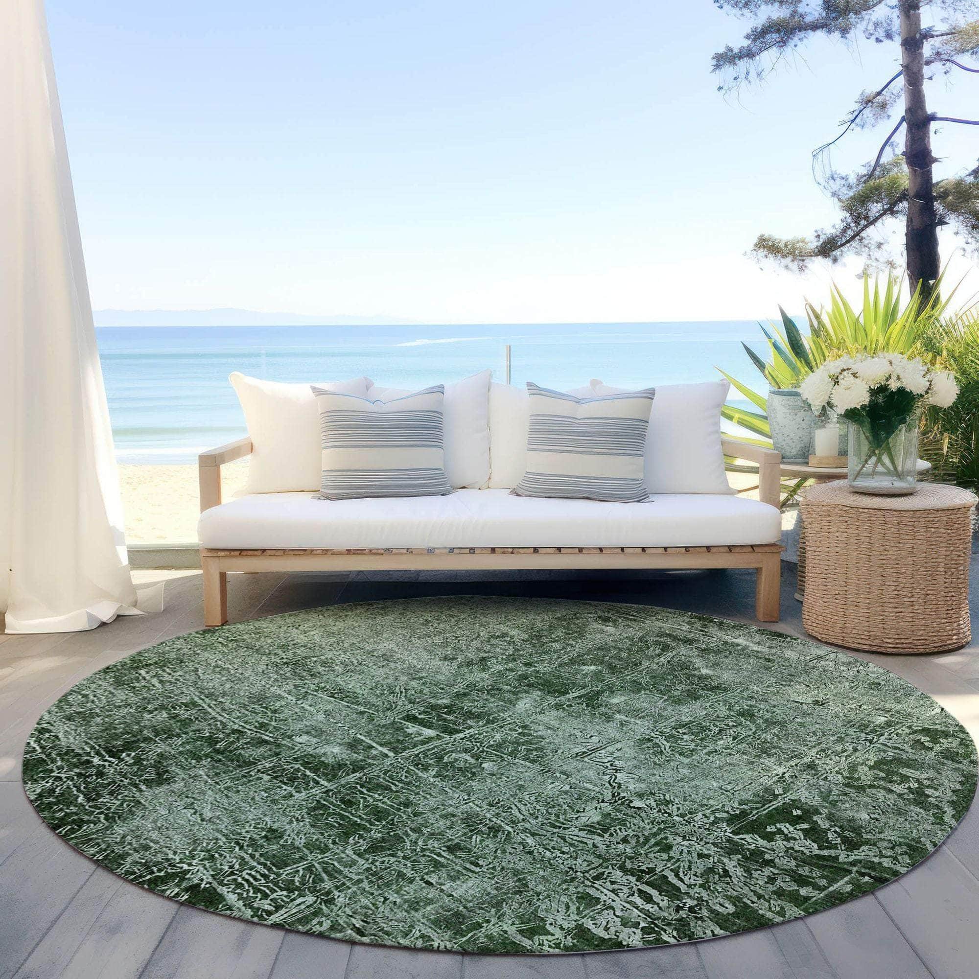 Machine Made ACN559 Emerald Green Rugs