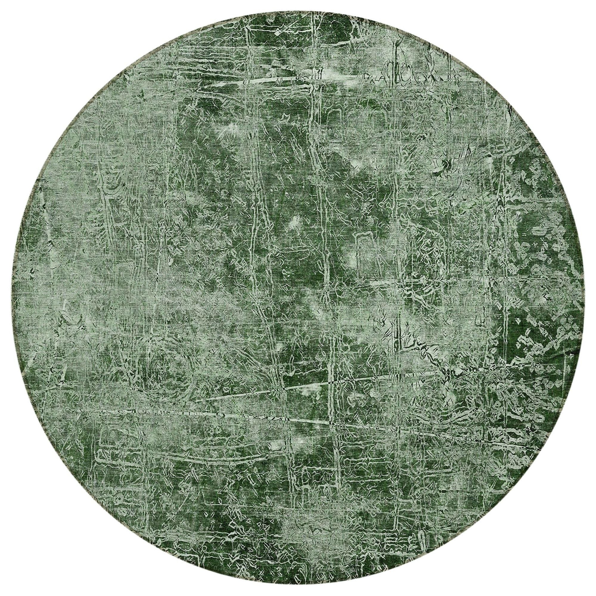 Machine Washable Emerald Green Rug - Indoor / Outdoor - Kids / Pet Friendly Organic Print Rug
