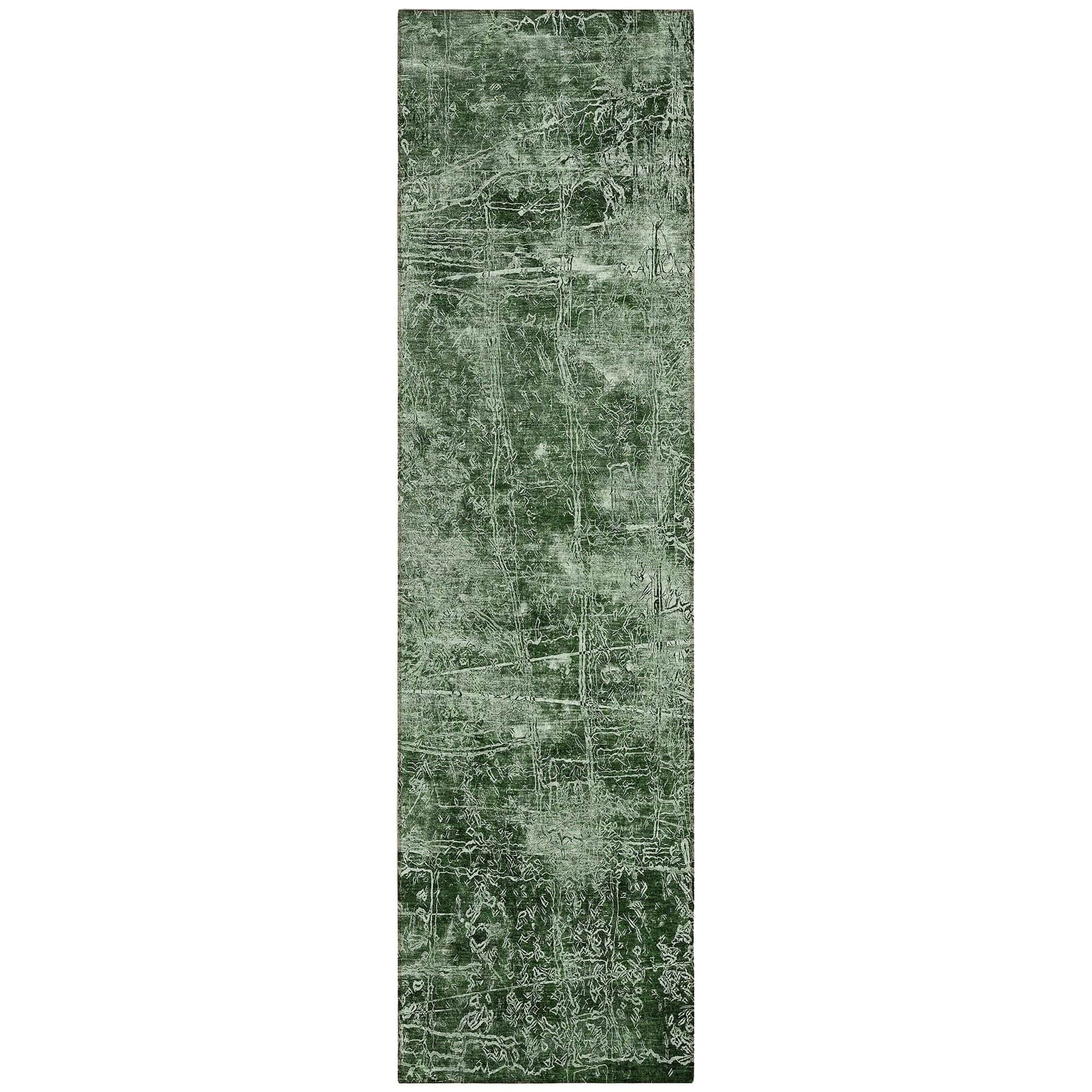 Machine Washable Emerald Green Rug - Indoor / Outdoor - Kids / Pet Friendly Organic Print Rug