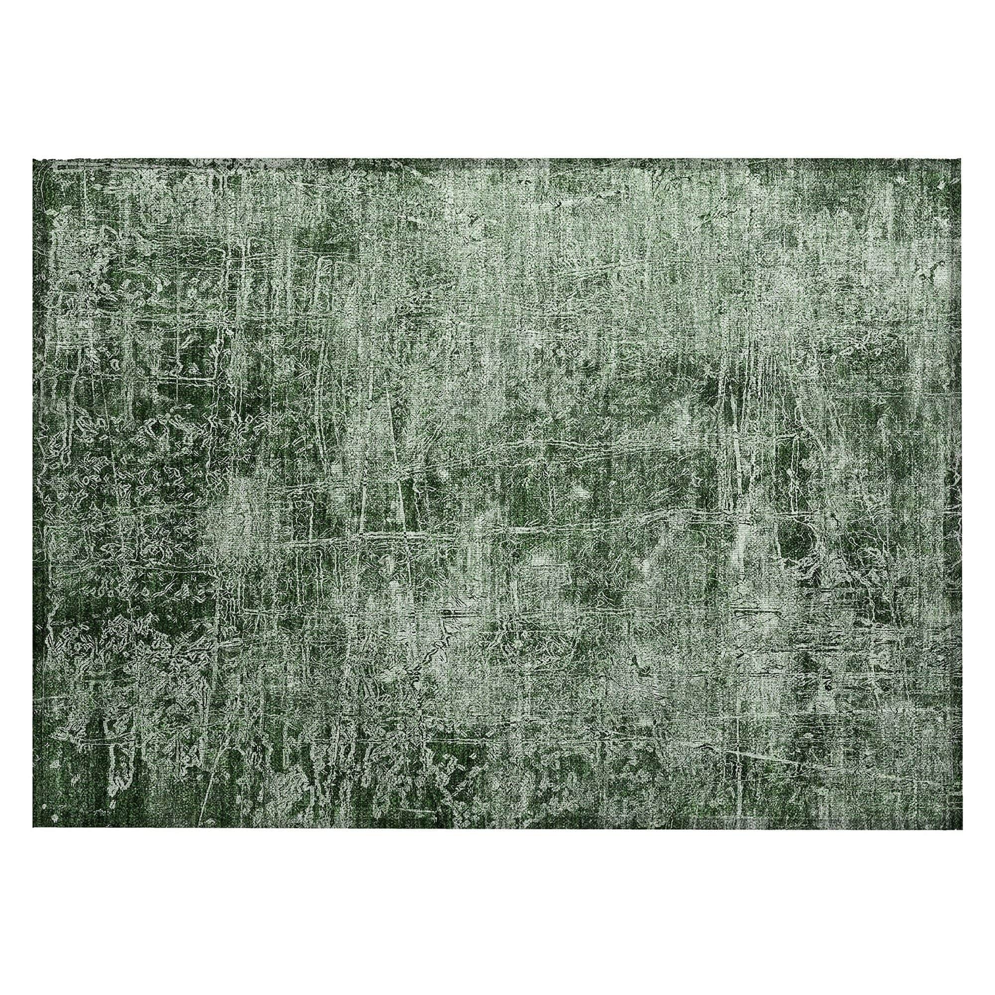 Machine Washable Emerald Green Rug - Indoor / Outdoor - Kids / Pet Friendly Organic Print Rug
