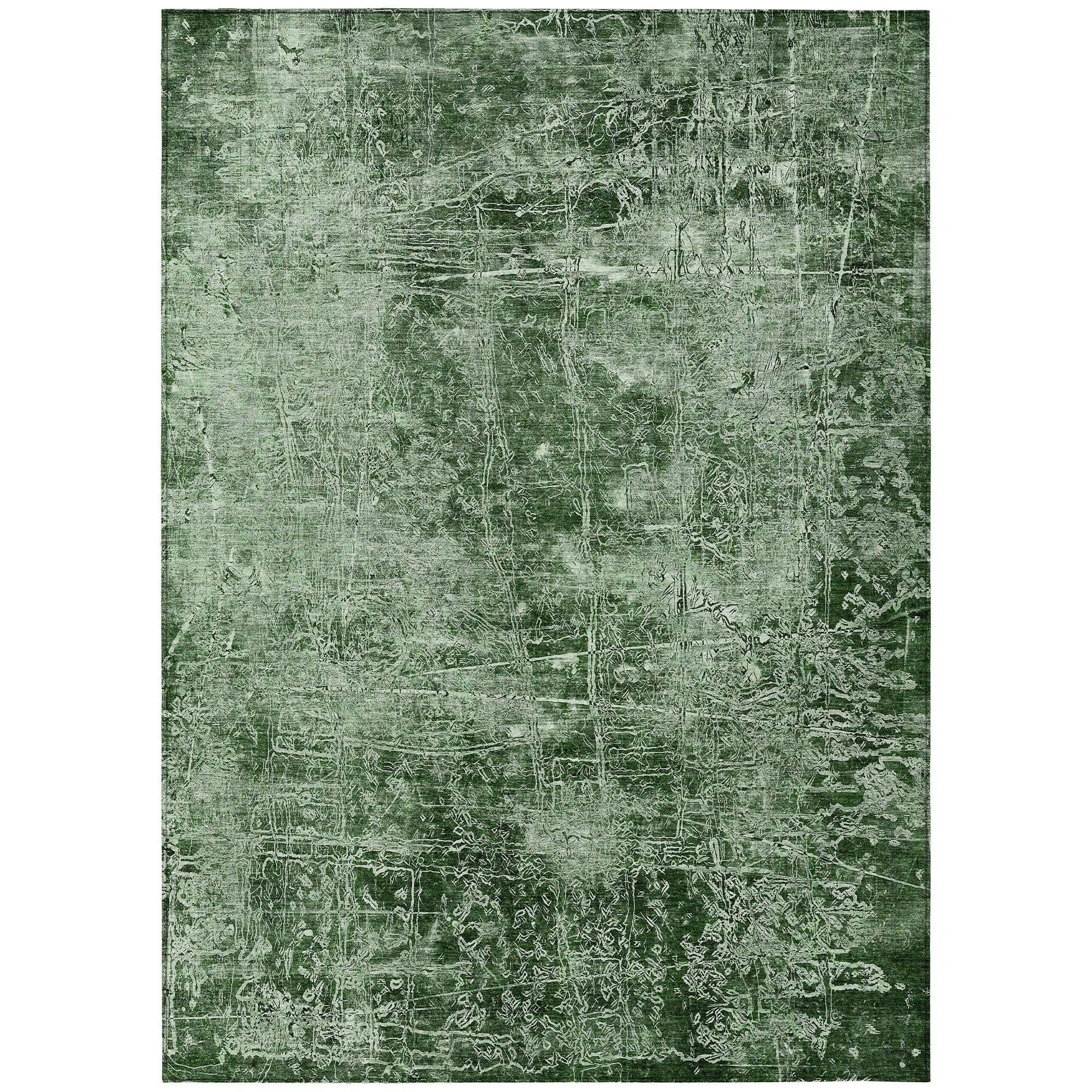 Machine Washable Emerald Green Rug - Indoor / Outdoor - Kids / Pet Friendly Organic Print Rug
