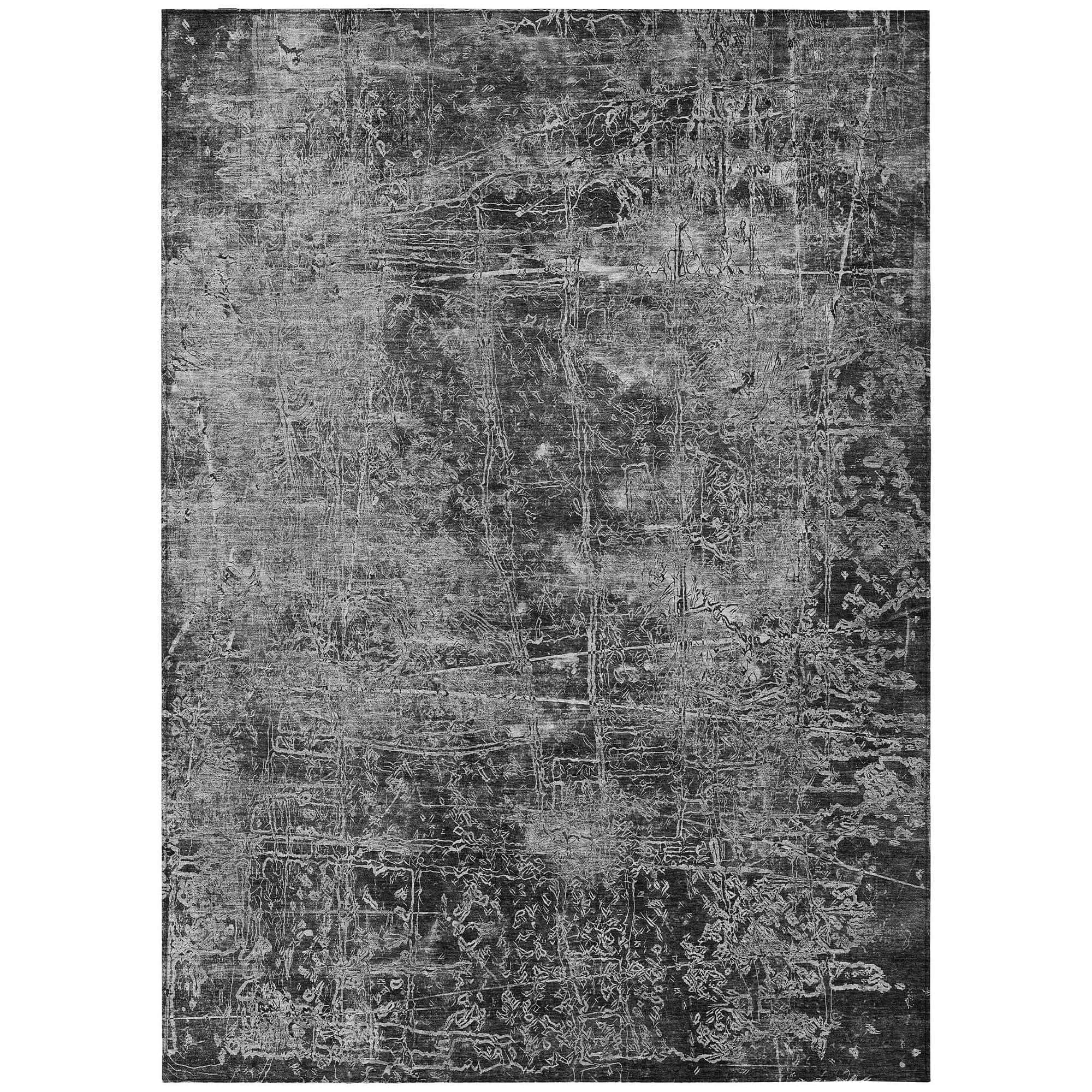 Machine Washable Gray Rug - Indoor / Outdoor - Kids / Pet Friendly Organic Print Rug
