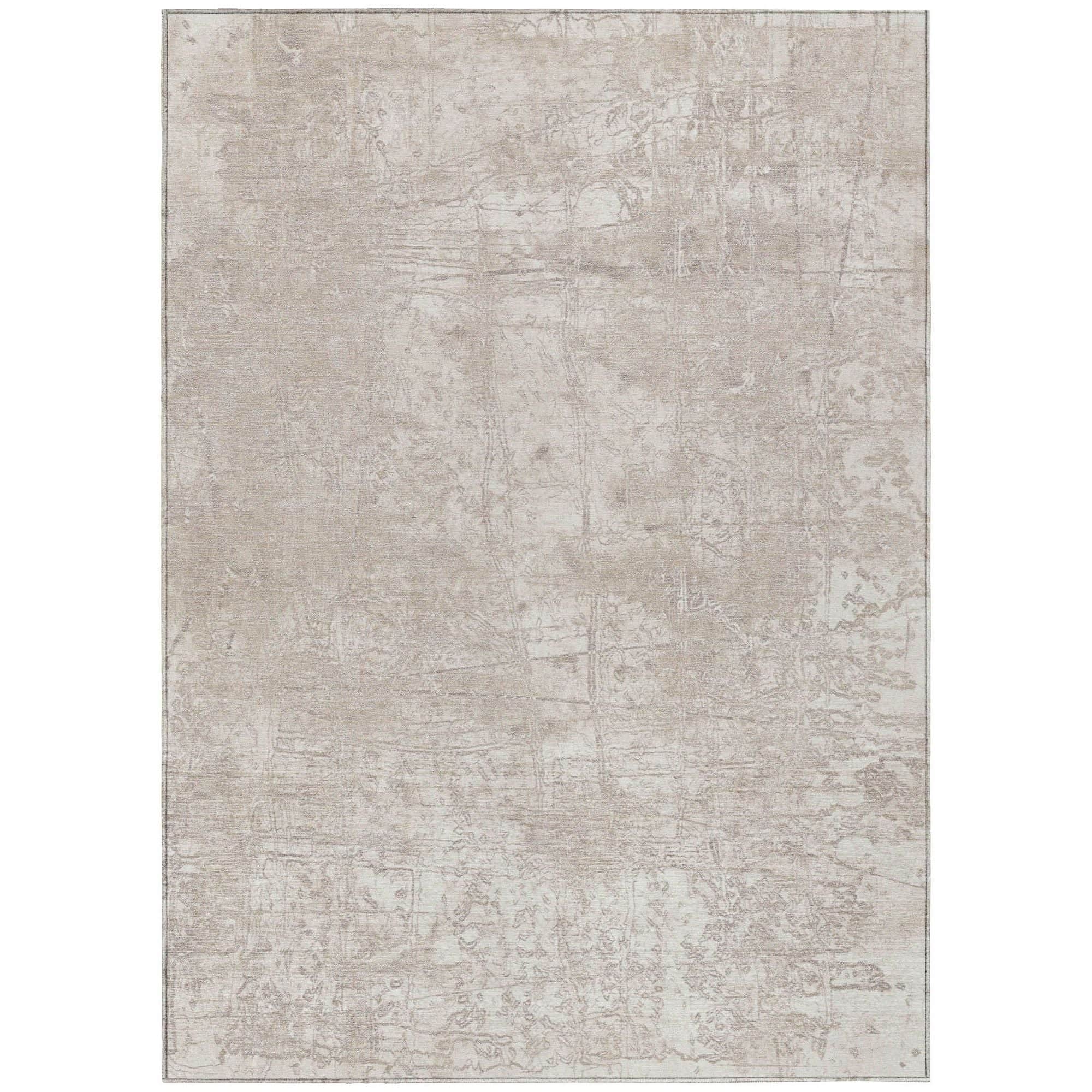 Machine Washable Ivory Rug - Indoor / Outdoor - Kids / Pet Friendly Organic Print Rug