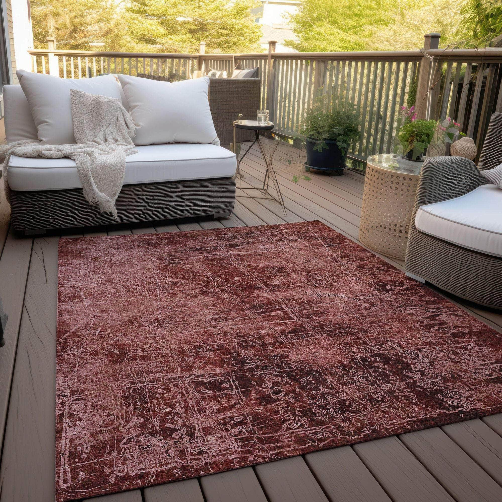 Machine Made ACN559 Merlot Red Rugs