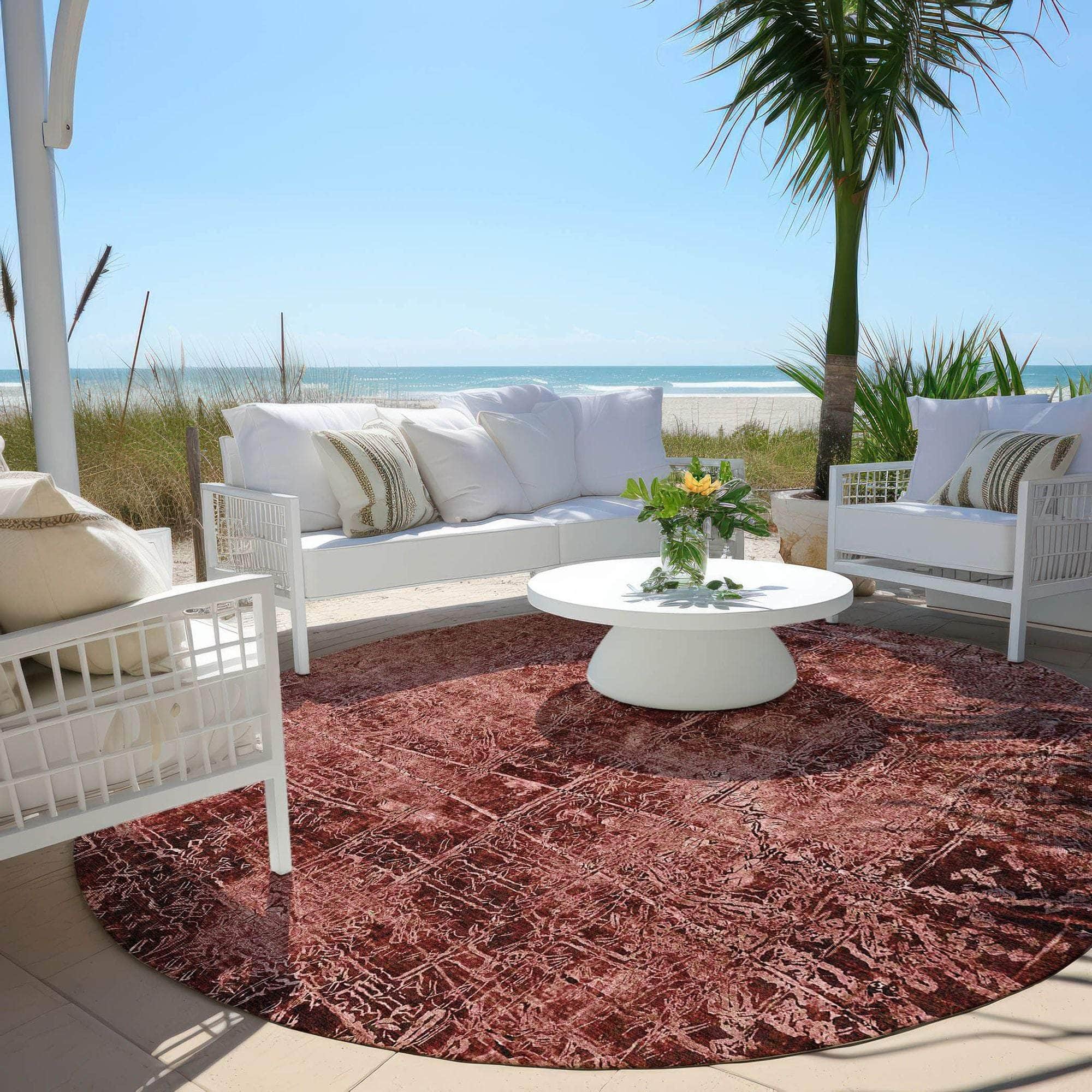 Machine Made ACN559 Merlot Red Rugs