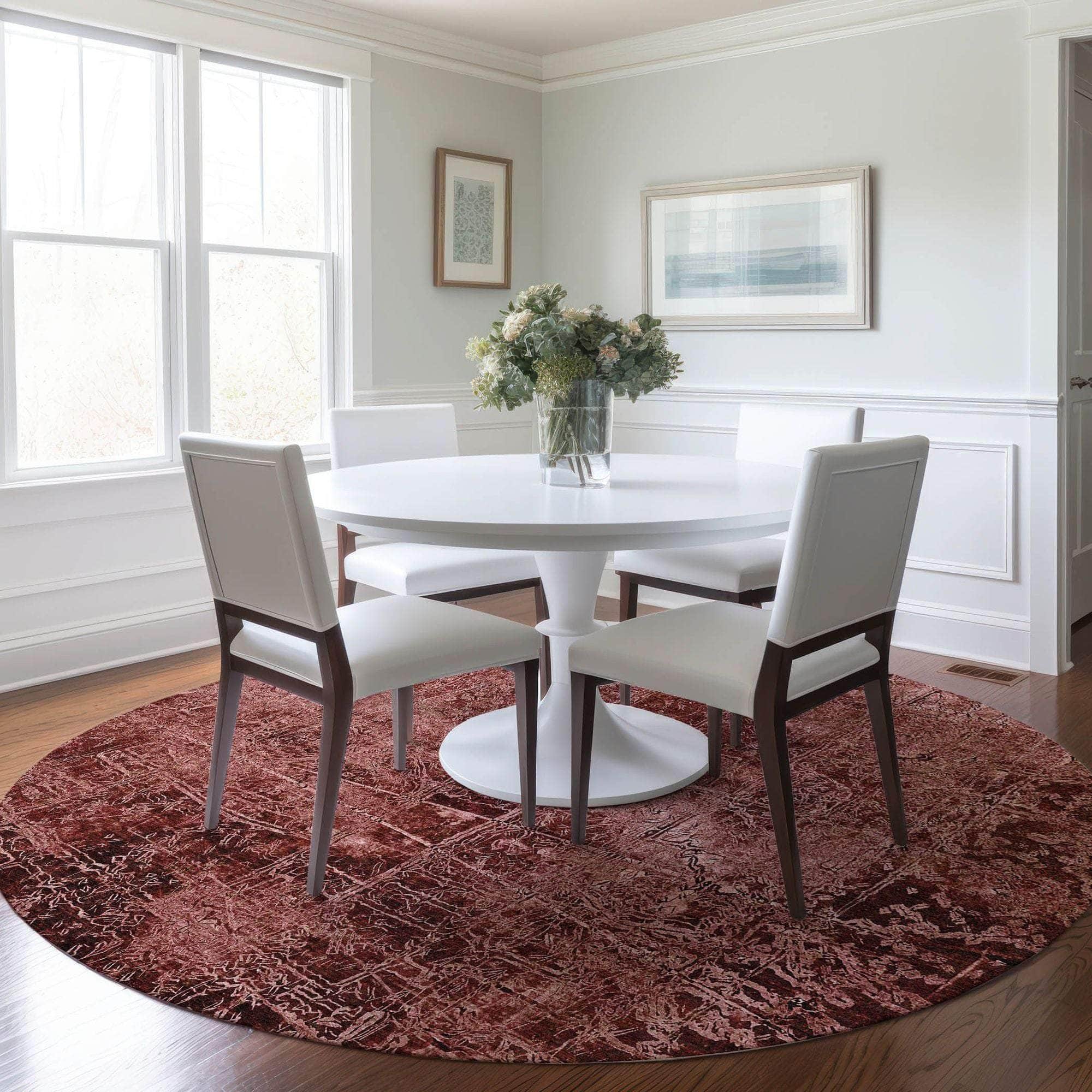 Machine Made ACN559 Merlot Red Rugs