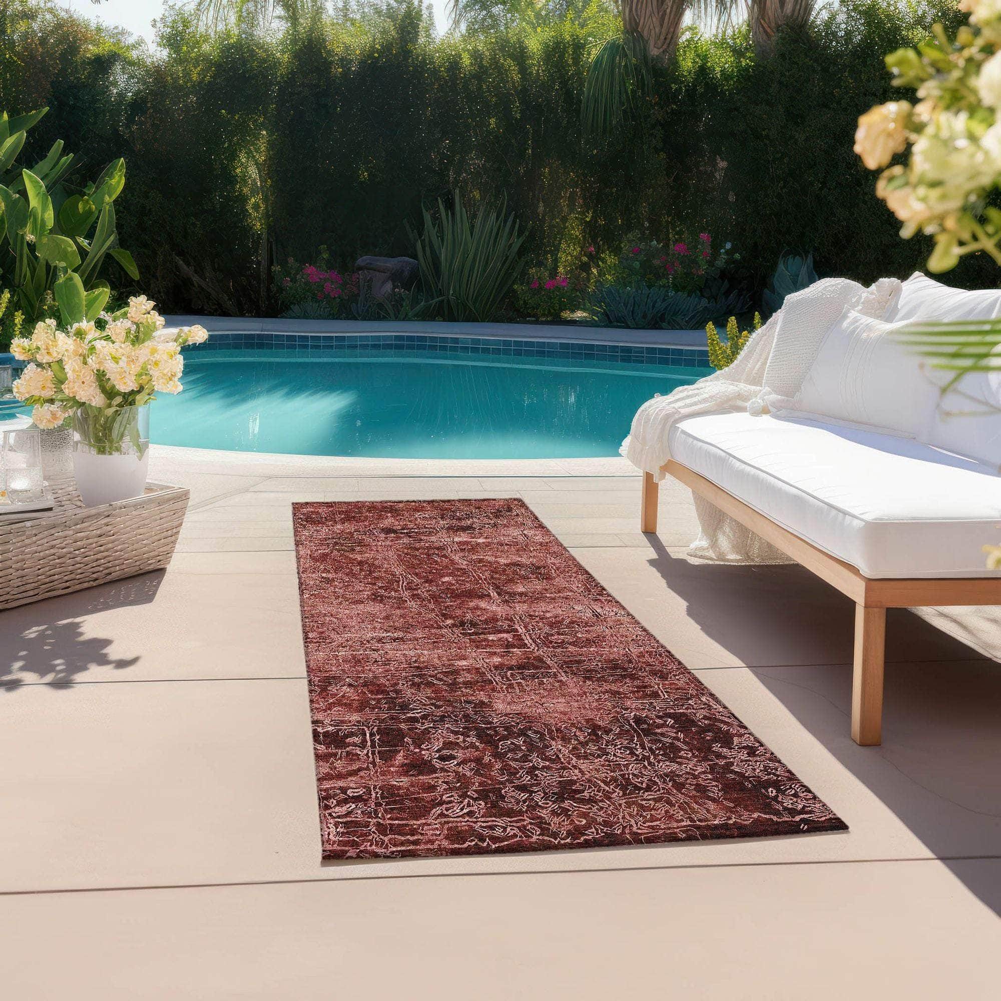 Machine Made ACN559 Merlot Red Rugs