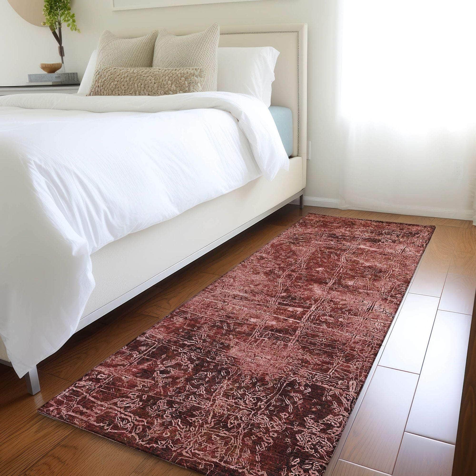 Machine Made ACN559 Merlot Red Rugs