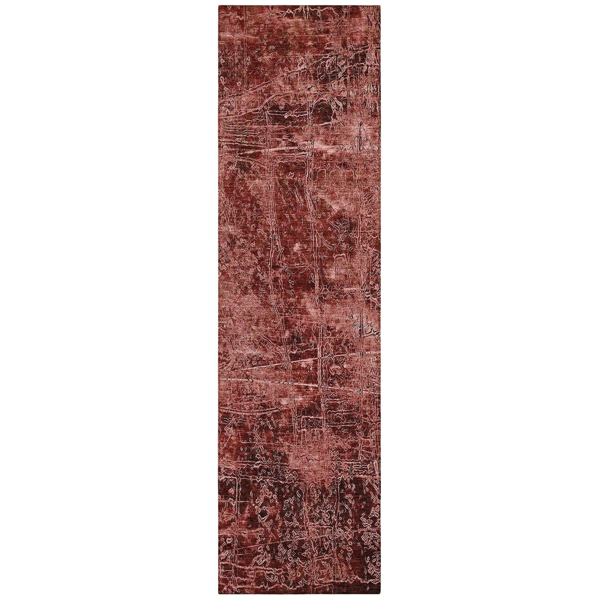 Machine Washable Merlot Red Rug - Indoor / Outdoor - Kids / Pet Friendly Organic Print Rug