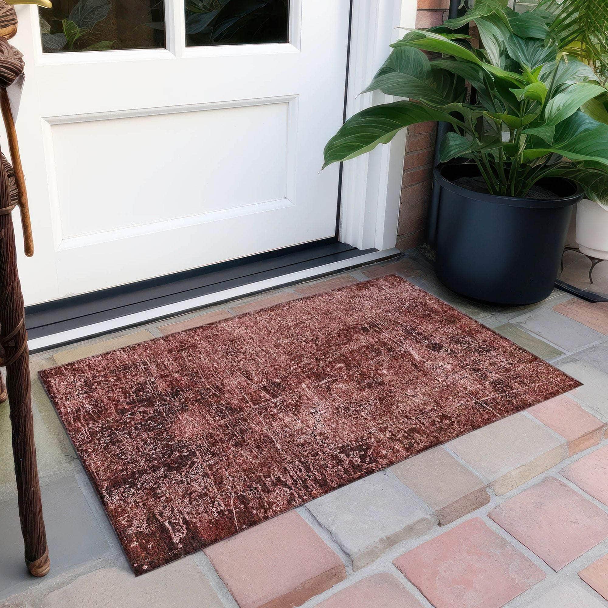 Machine Made ACN559 Merlot Red Rugs