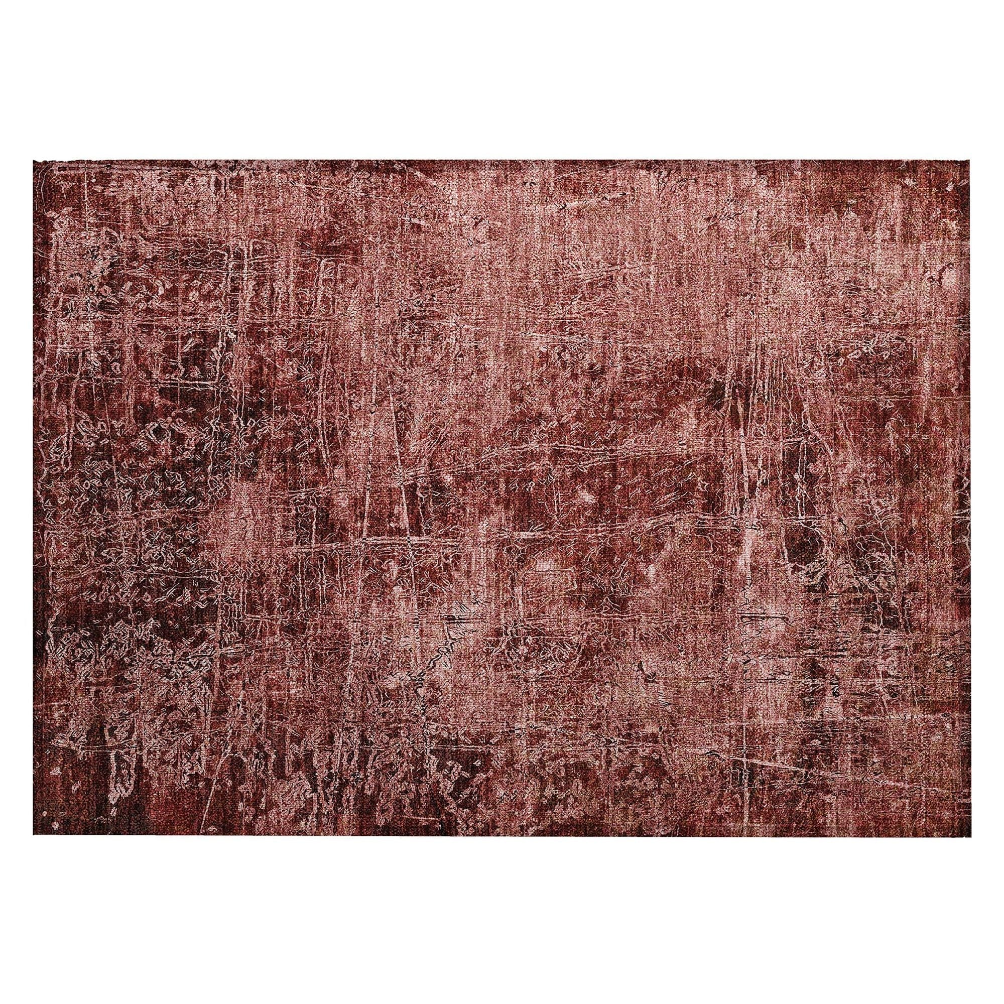 Machine Washable Merlot Red Rug - Indoor / Outdoor - Kids / Pet Friendly Organic Print Rug