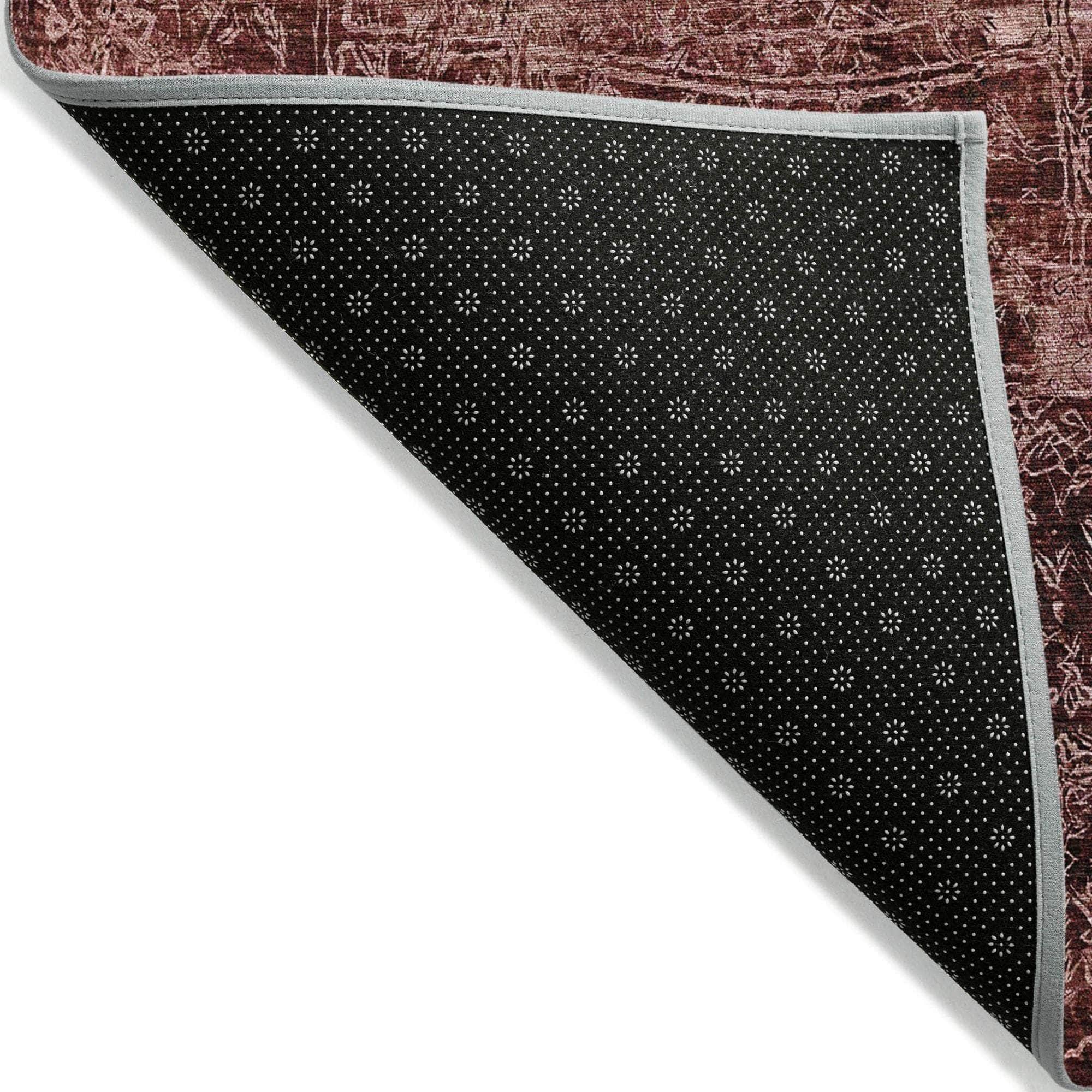 Machine Made ACN559 Merlot Red Rugs