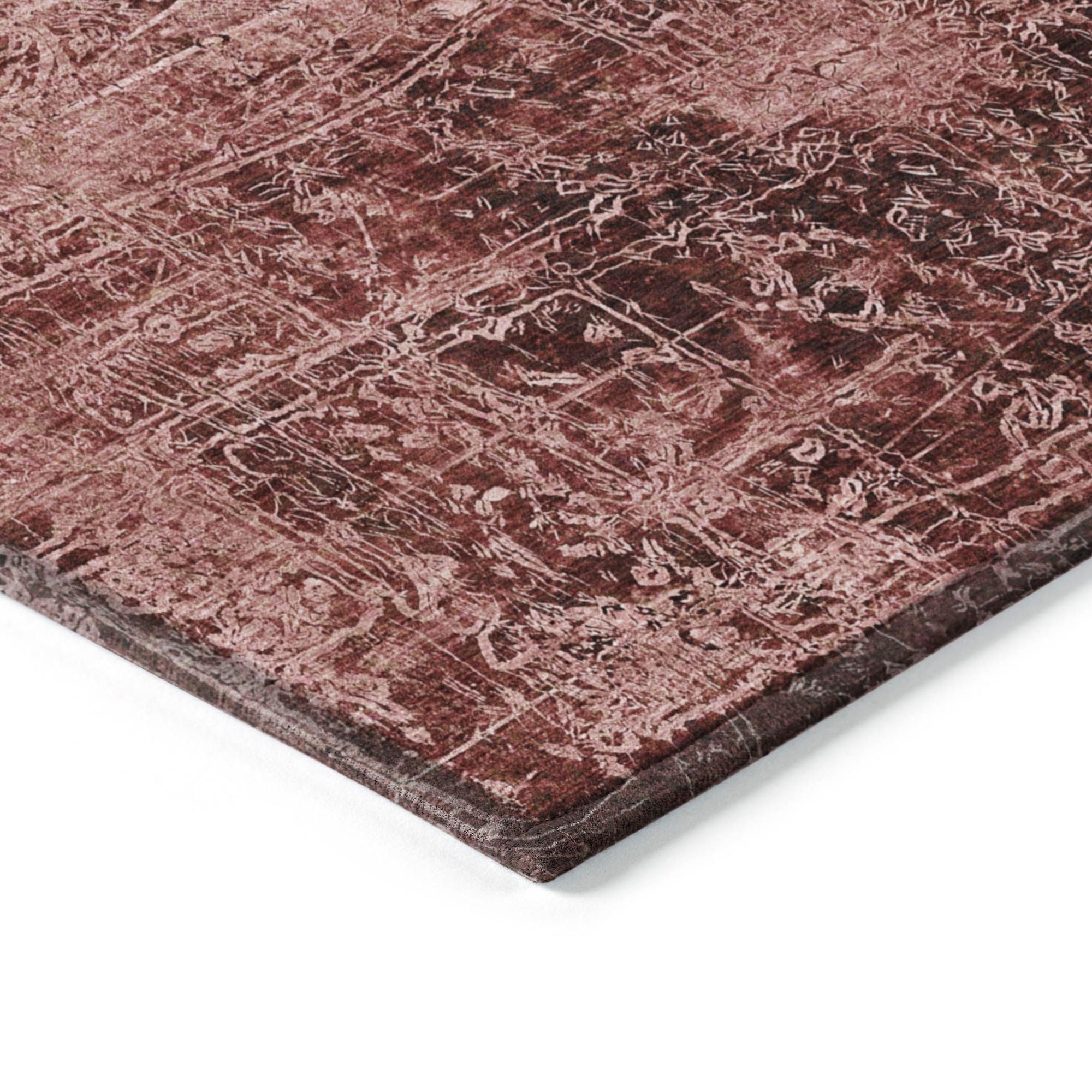 Machine Made ACN559 Merlot Red Rugs