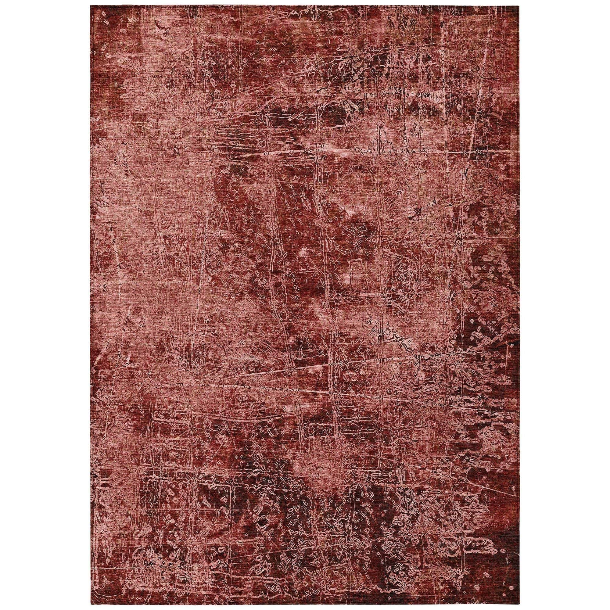 Nolu Machine Washable Merlot Red Organic Print Rug