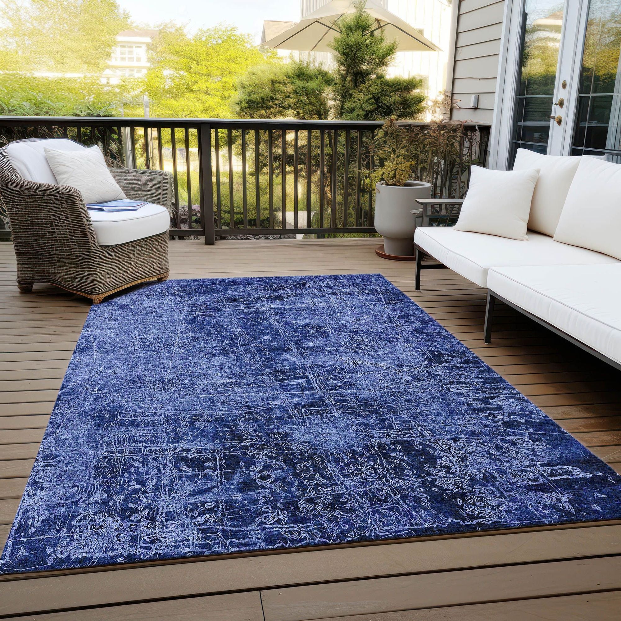 Machine Made ACN559 Navy Blue Rugs