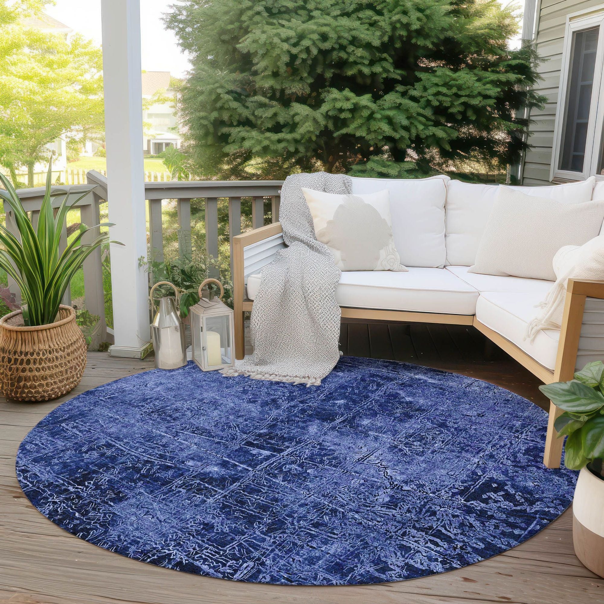 Machine Made ACN559 Navy Blue Rugs
