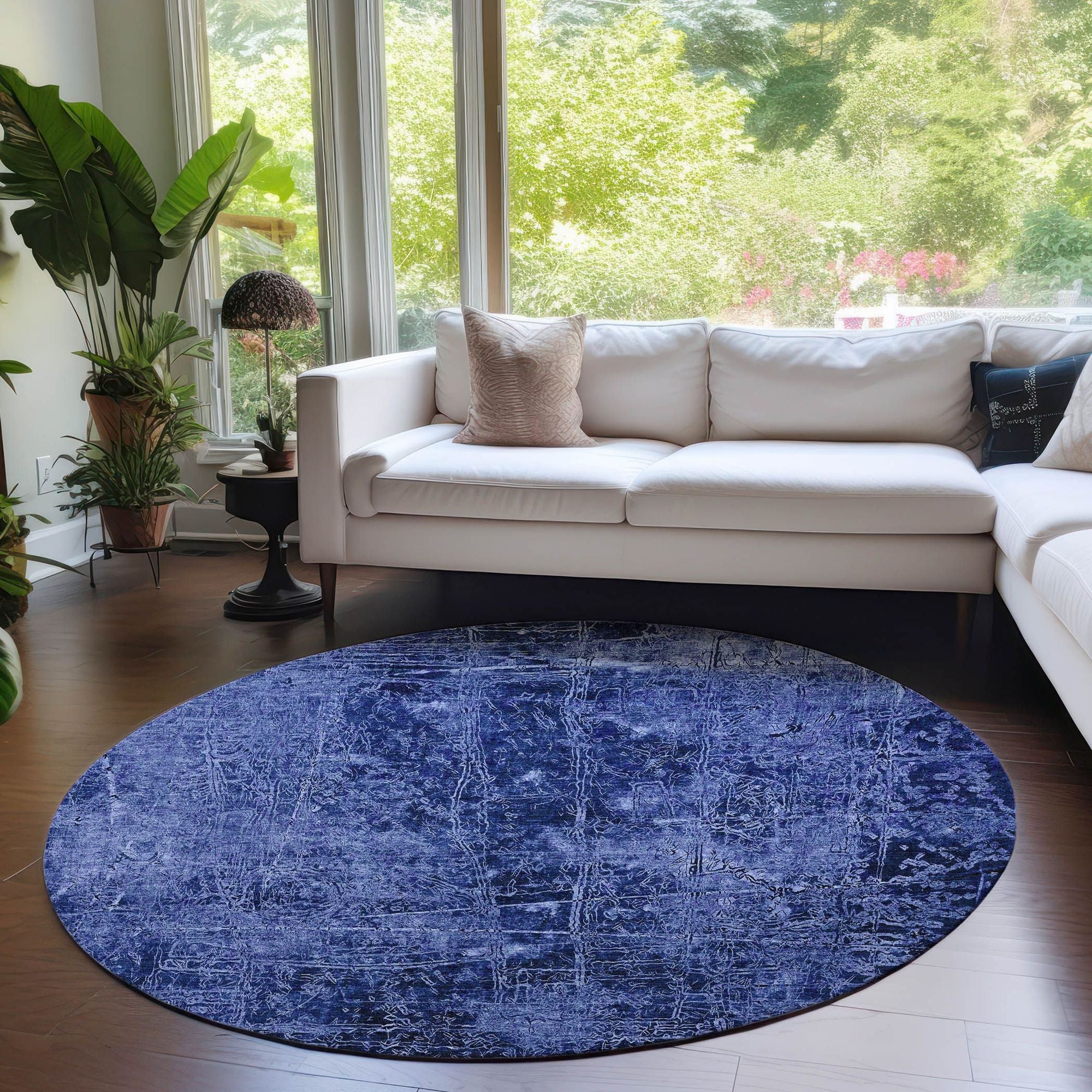 Machine Made ACN559 Navy Blue Rugs