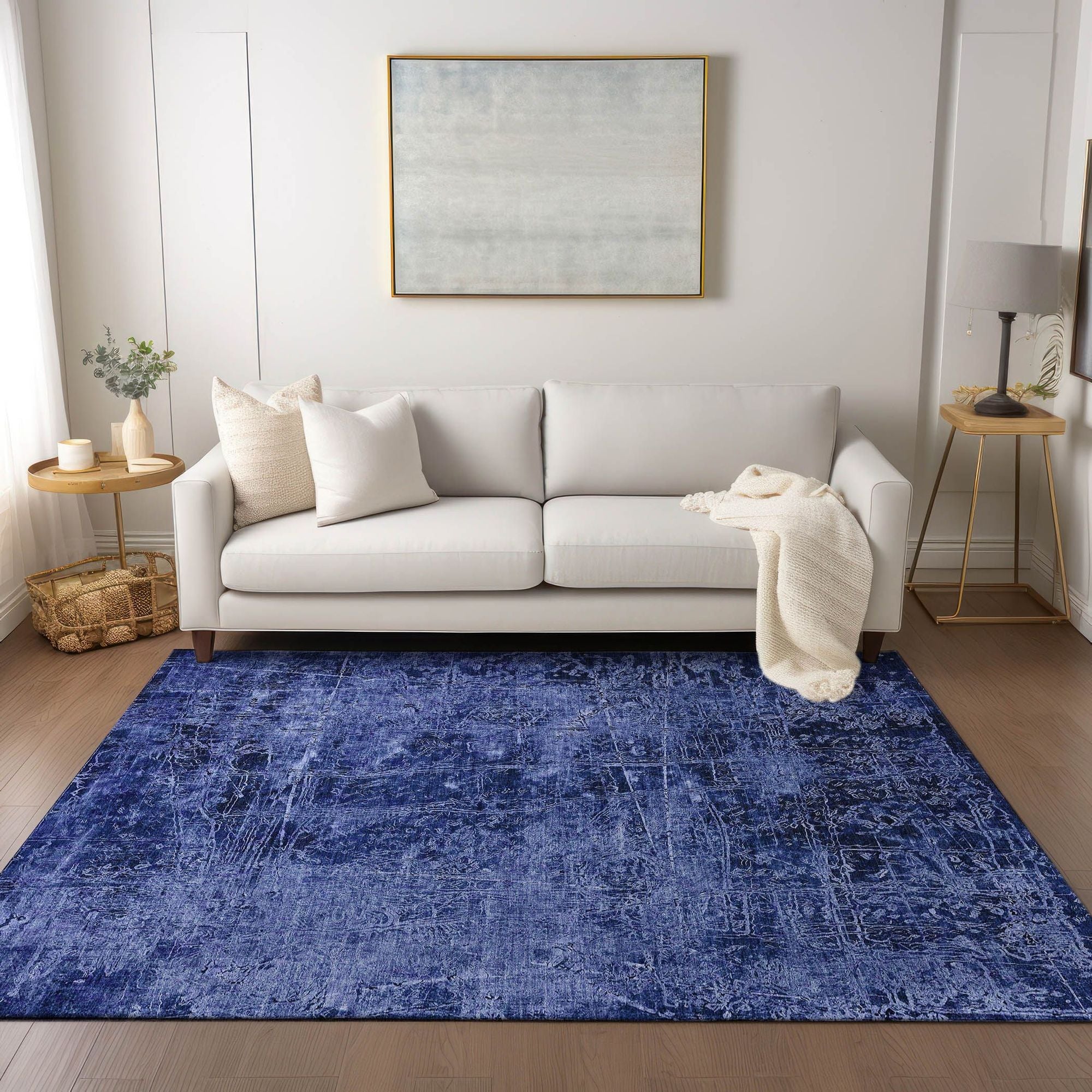 Machine Made ACN559 Navy Blue Rugs
