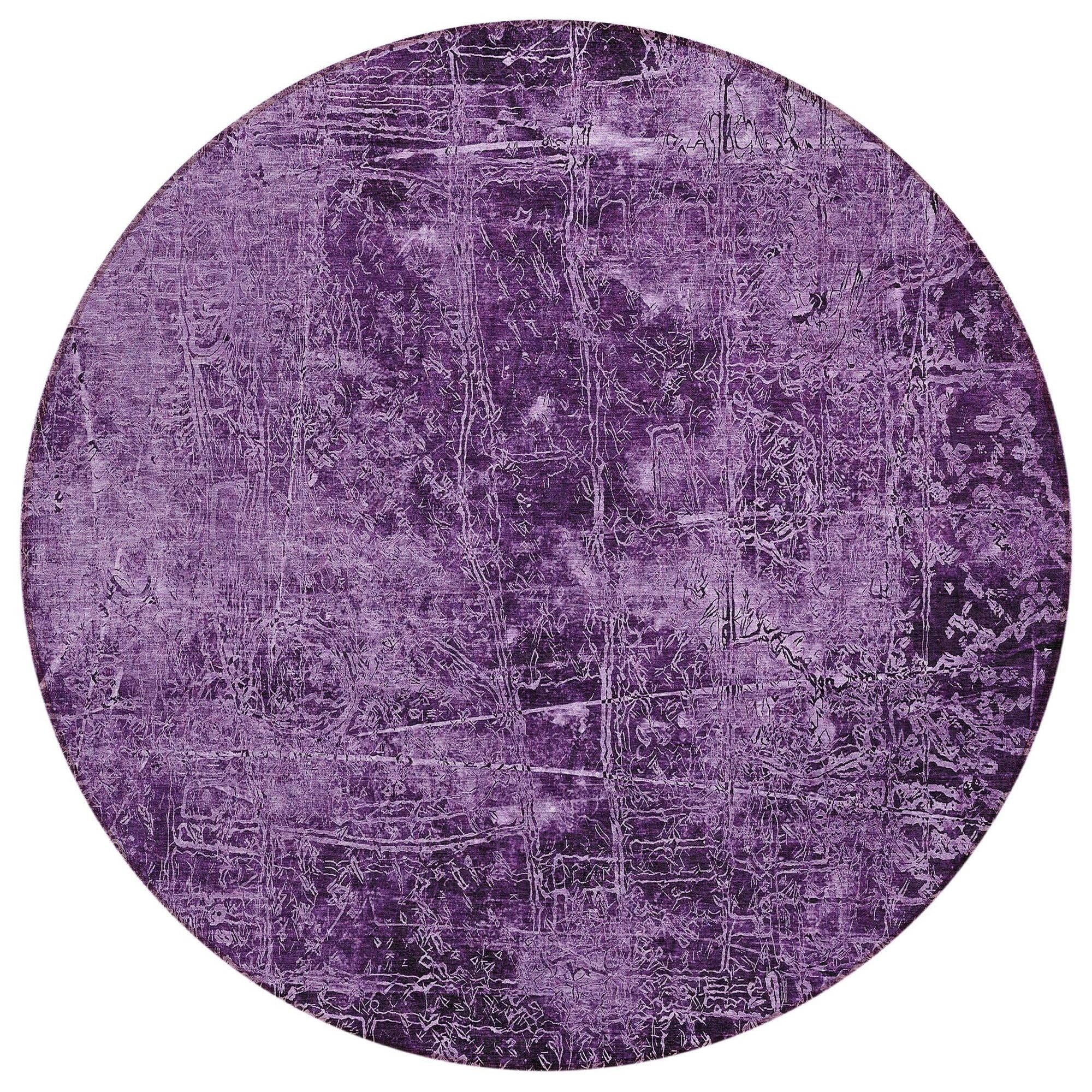 Machine Washable Purple Rug - Indoor / Outdoor - Kids / Pet Friendly Organic Print Rug