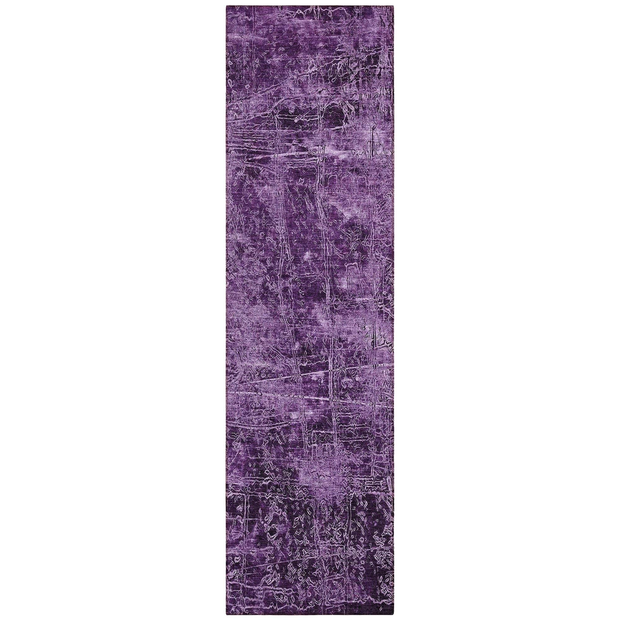 Machine Washable Purple Rug - Indoor / Outdoor - Kids / Pet Friendly Organic Print Rug