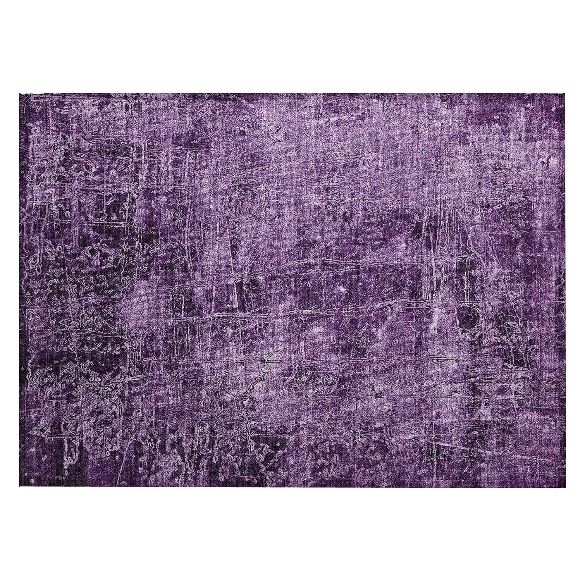 Machine Washable Purple Rug - Indoor / Outdoor - Kids / Pet Friendly Organic Print Rug