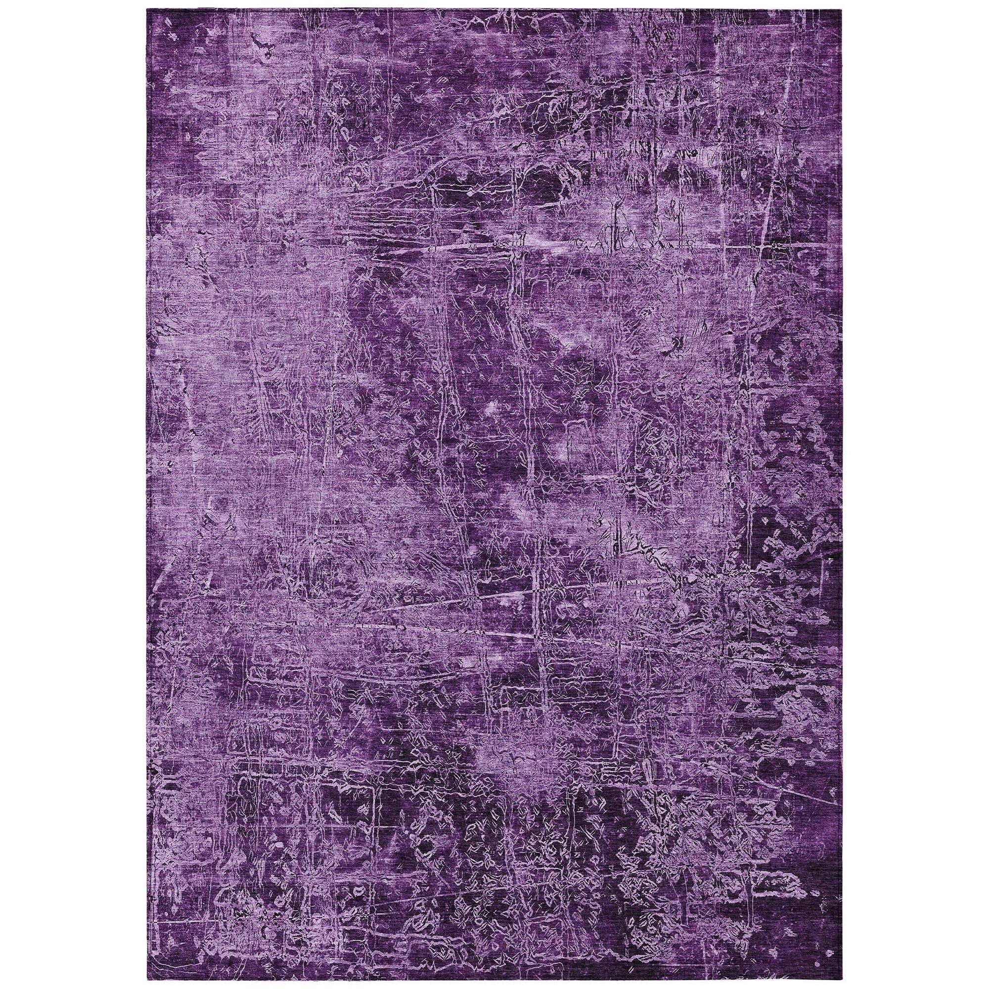 Machine Washable Purple Rug - Indoor / Outdoor - Kids / Pet Friendly Organic Print Rug