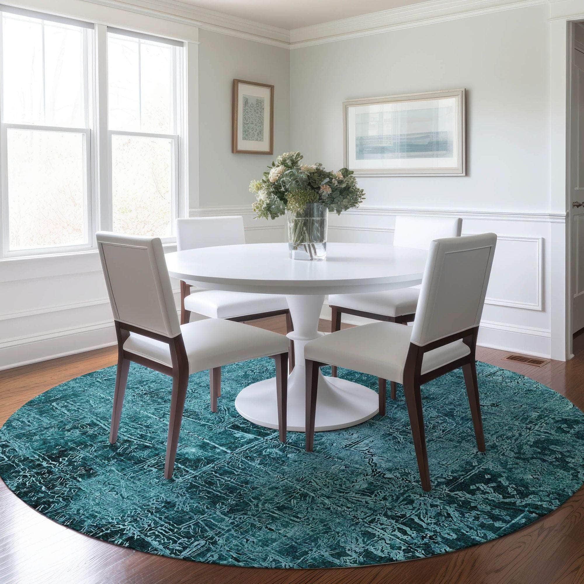 Machine Made ACN559 Teal Rugs