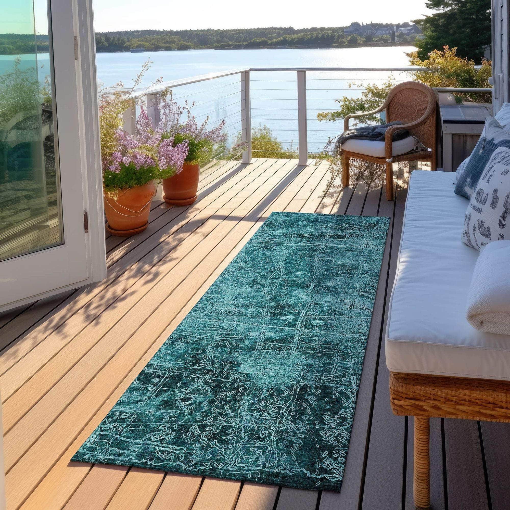 Machine Made ACN559 Teal Rugs