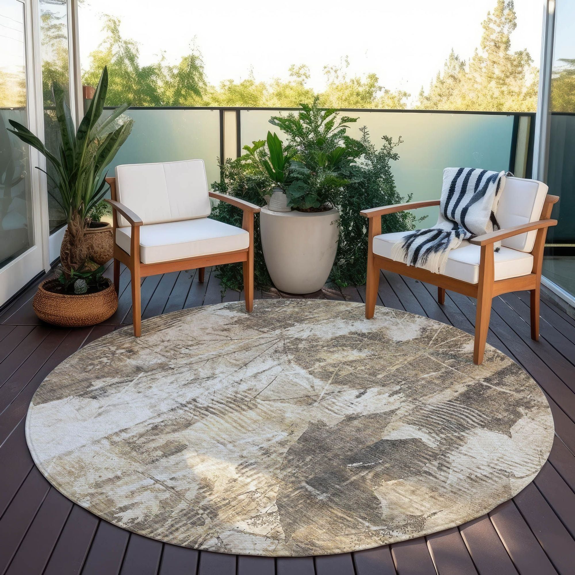 Machine Made ACN560 Beige Brown Rugs