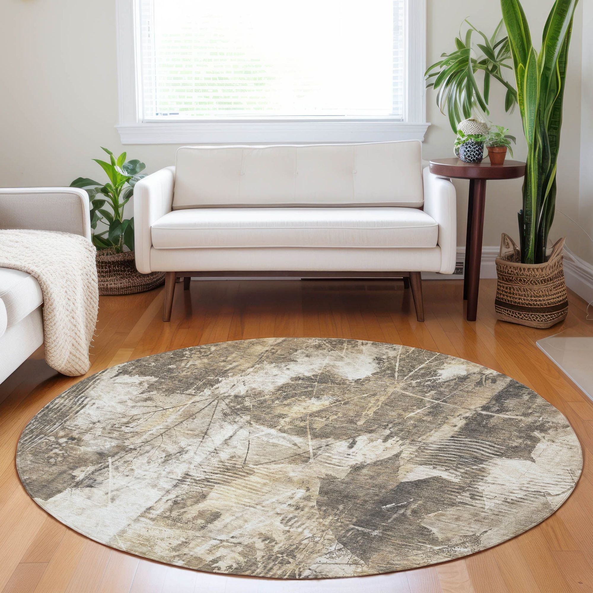 Machine Made ACN560 Beige Brown Rugs