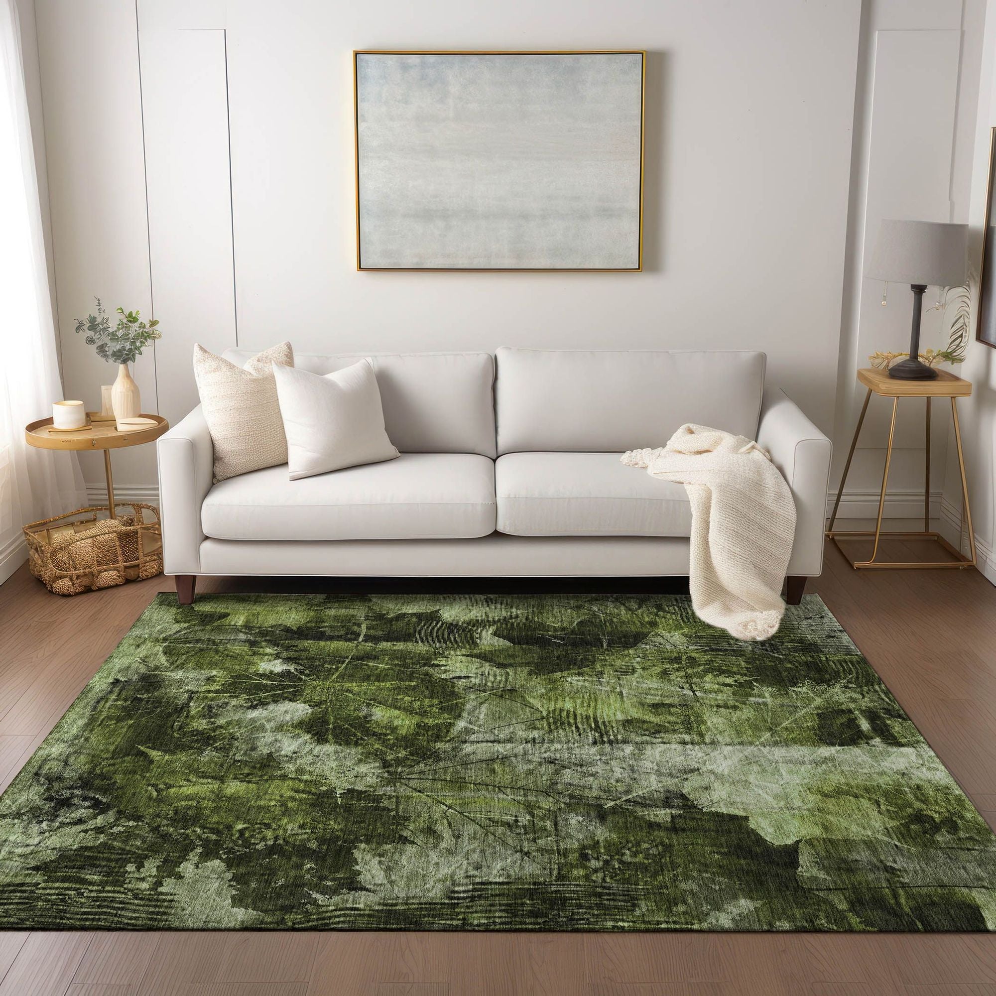 Machine Made ACN560 Green Rugs