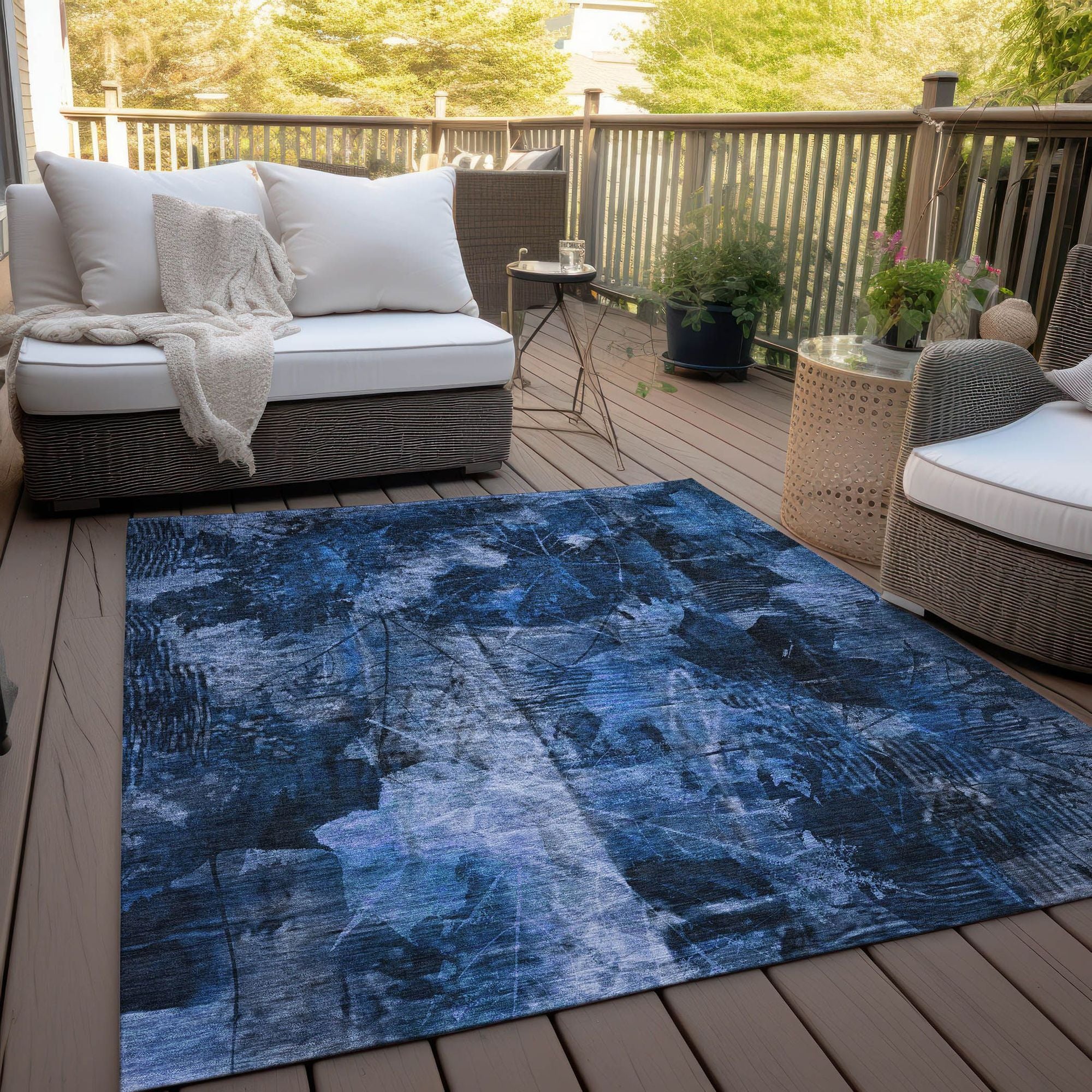 Machine Made ACN560 Navy Blue Rugs