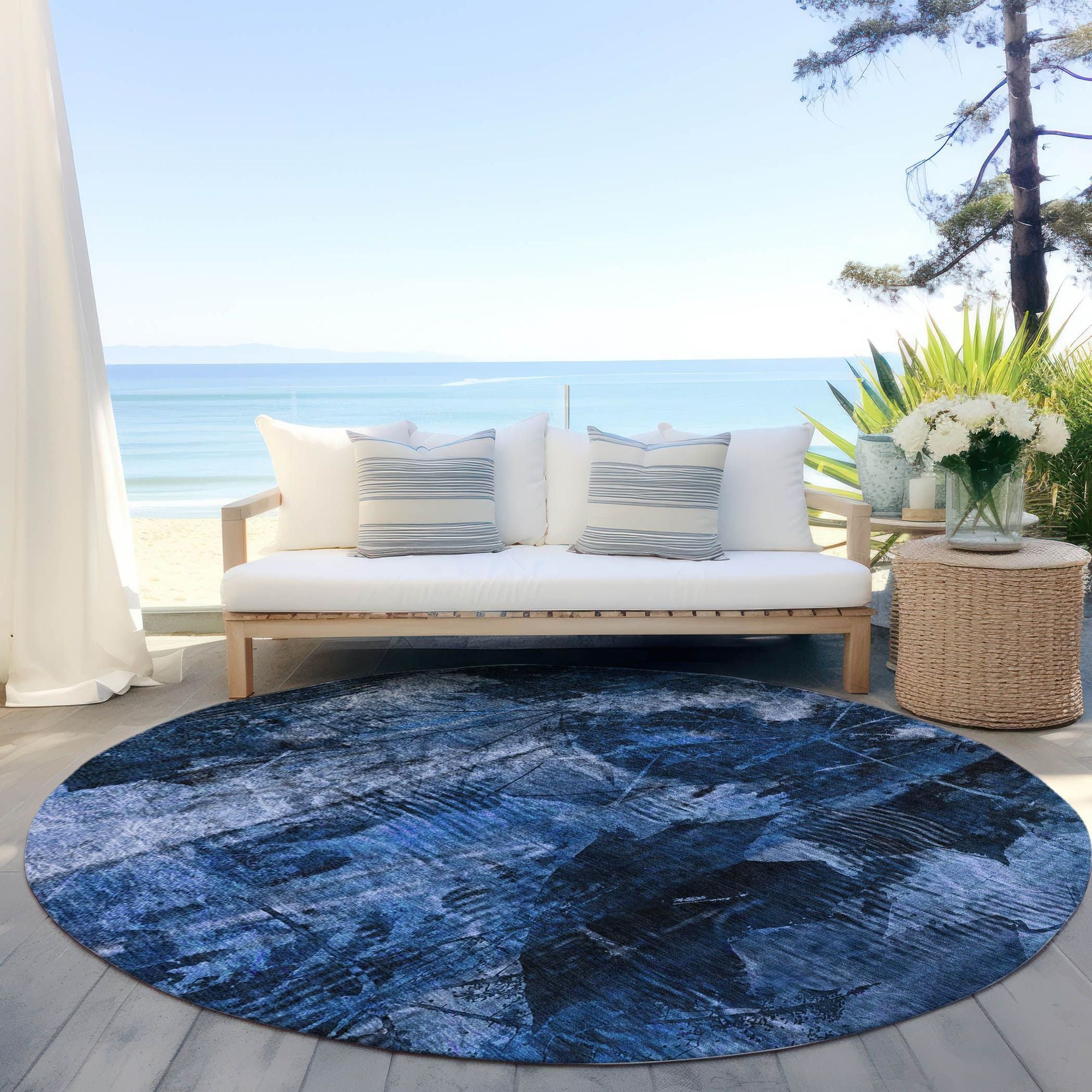 Machine Made ACN560 Navy Blue Rugs