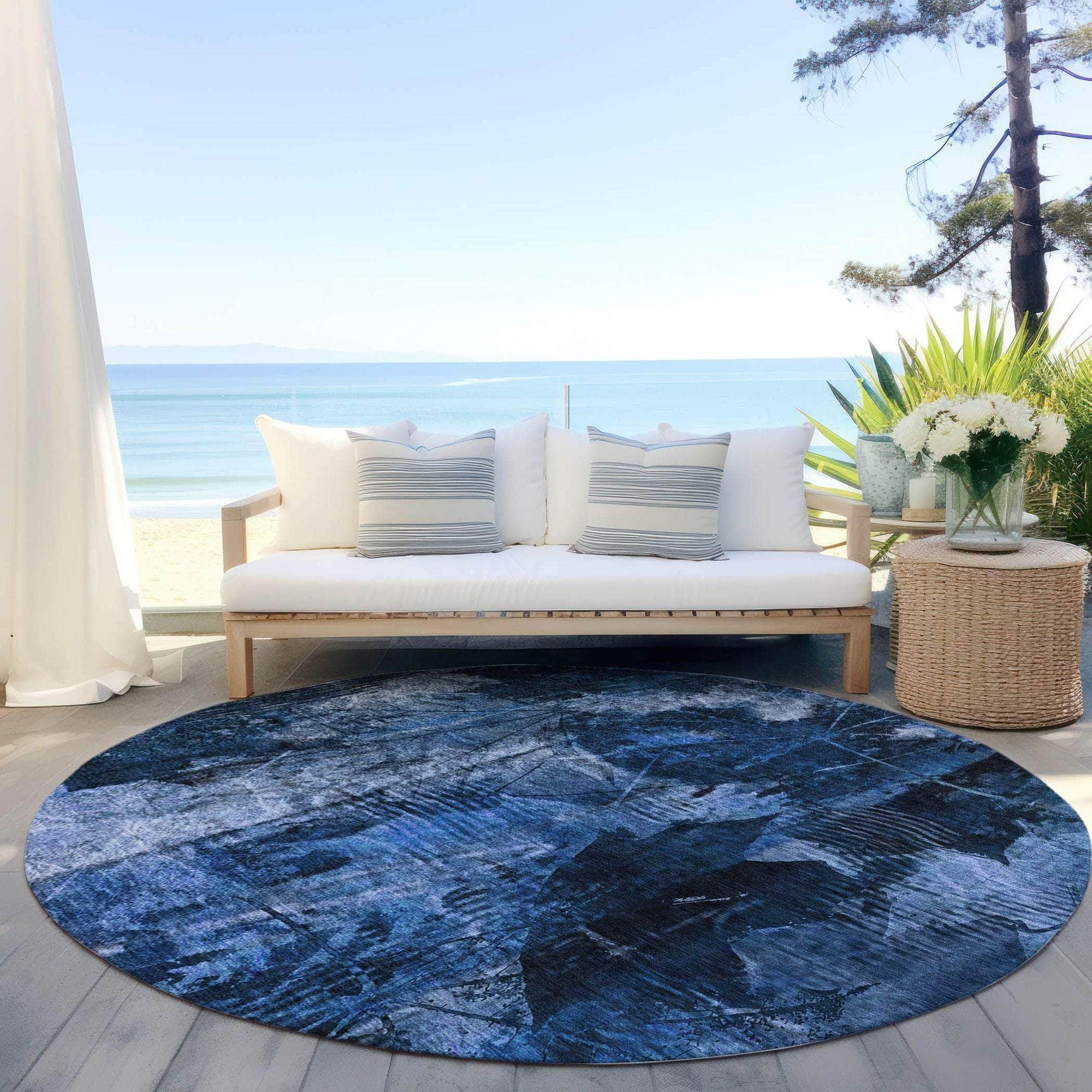 Machine Made ACN560 Navy Blue Rugs
