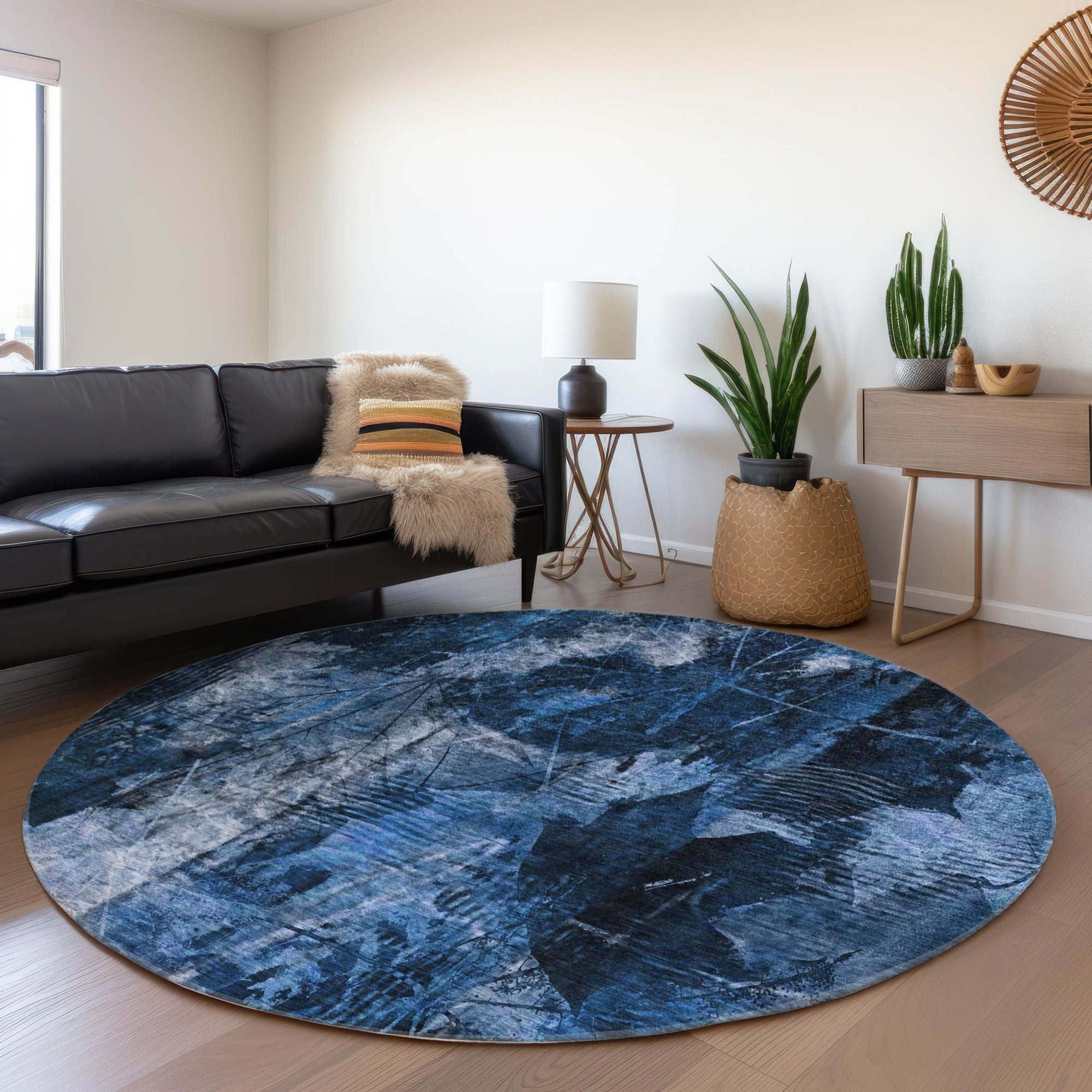 Machine Made ACN560 Navy Blue Rugs