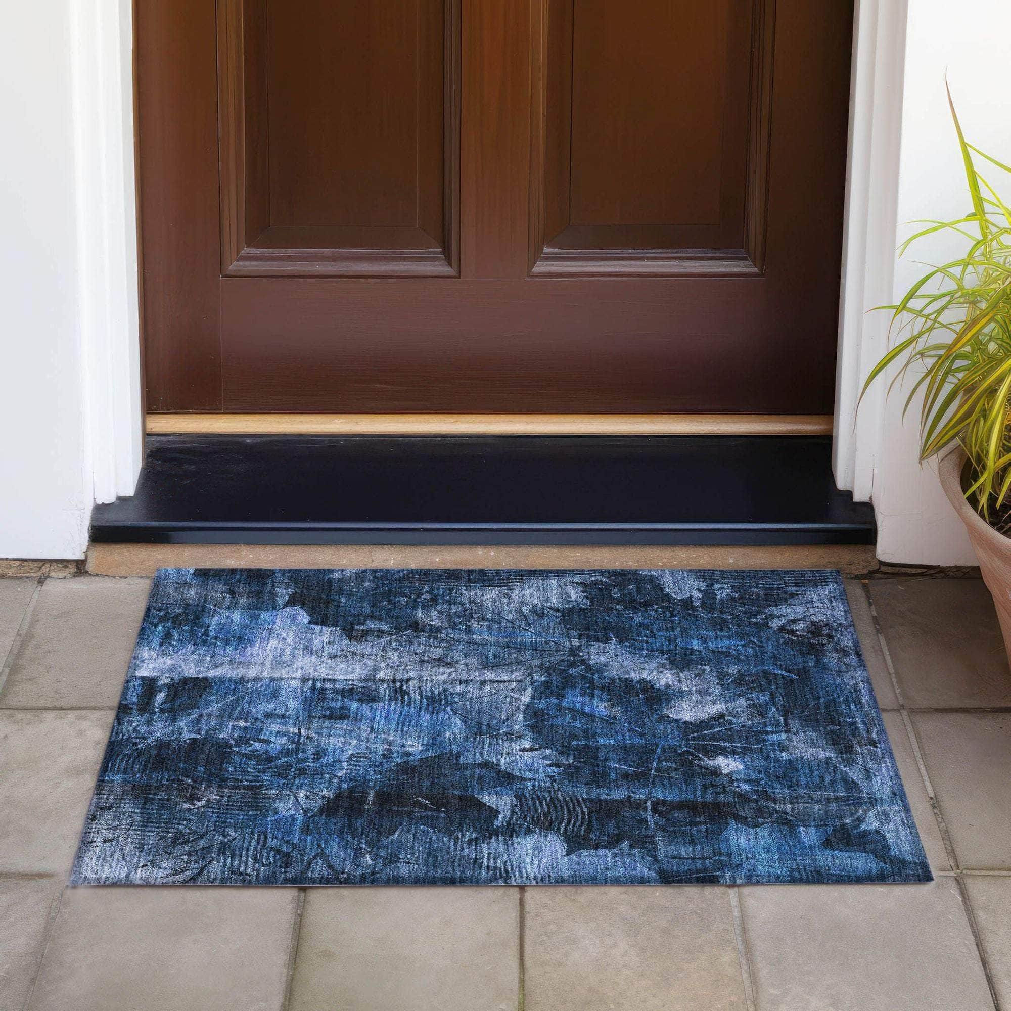 Machine Made ACN560 Navy Blue Rugs