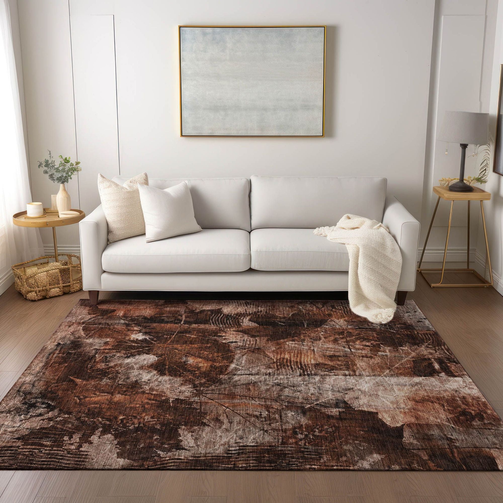 Machine Made ACN560 Paprika Orange Rugs