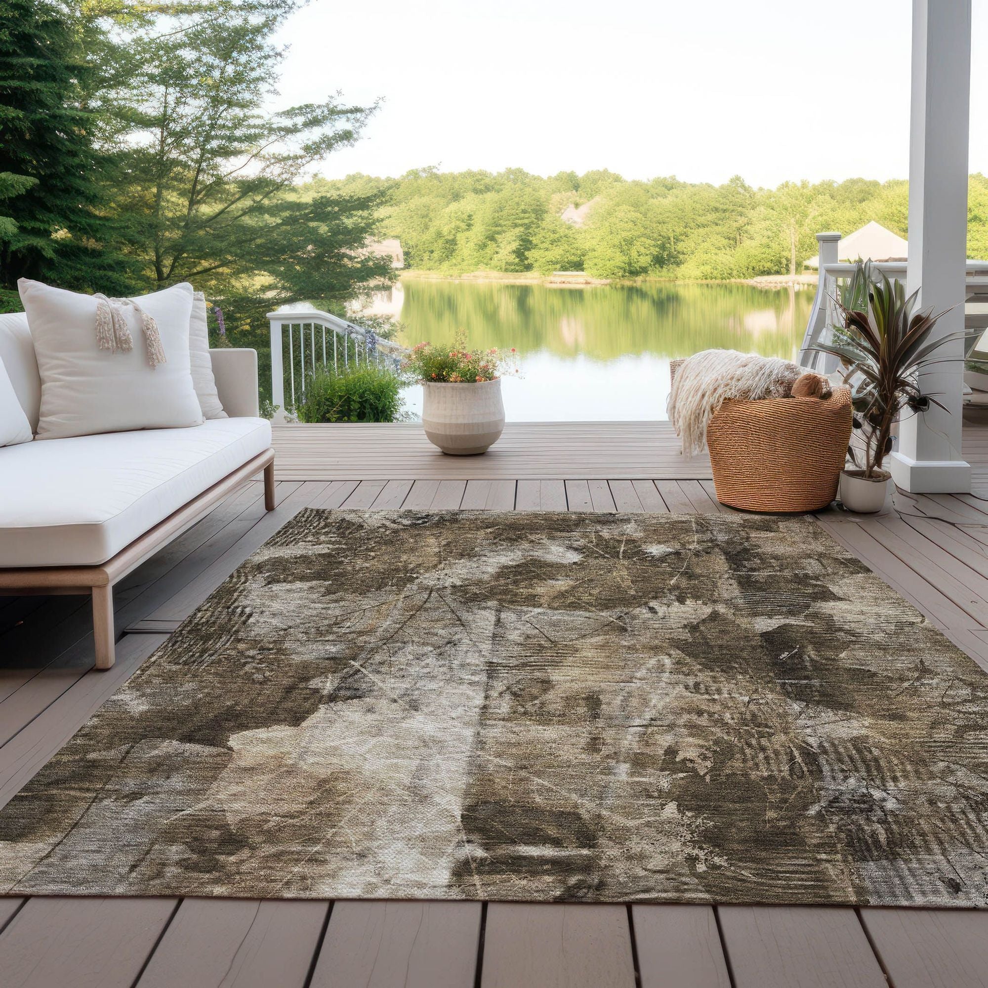 Machine Made ACN560 Taupe Brown Rugs