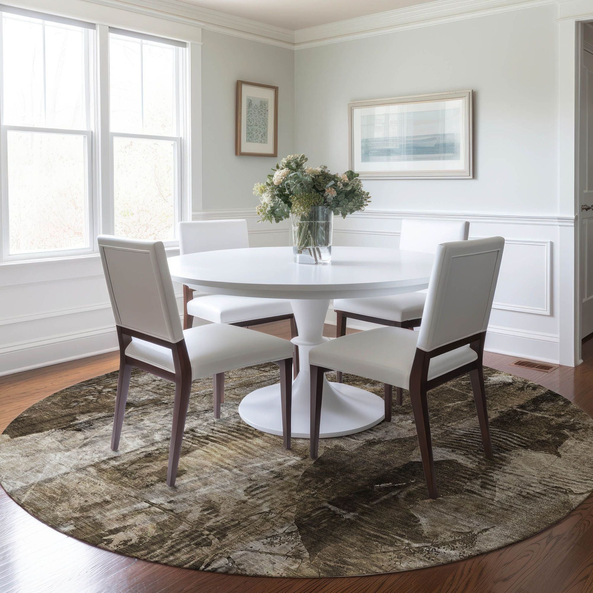 Machine Made ACN560 Taupe Brown Rugs