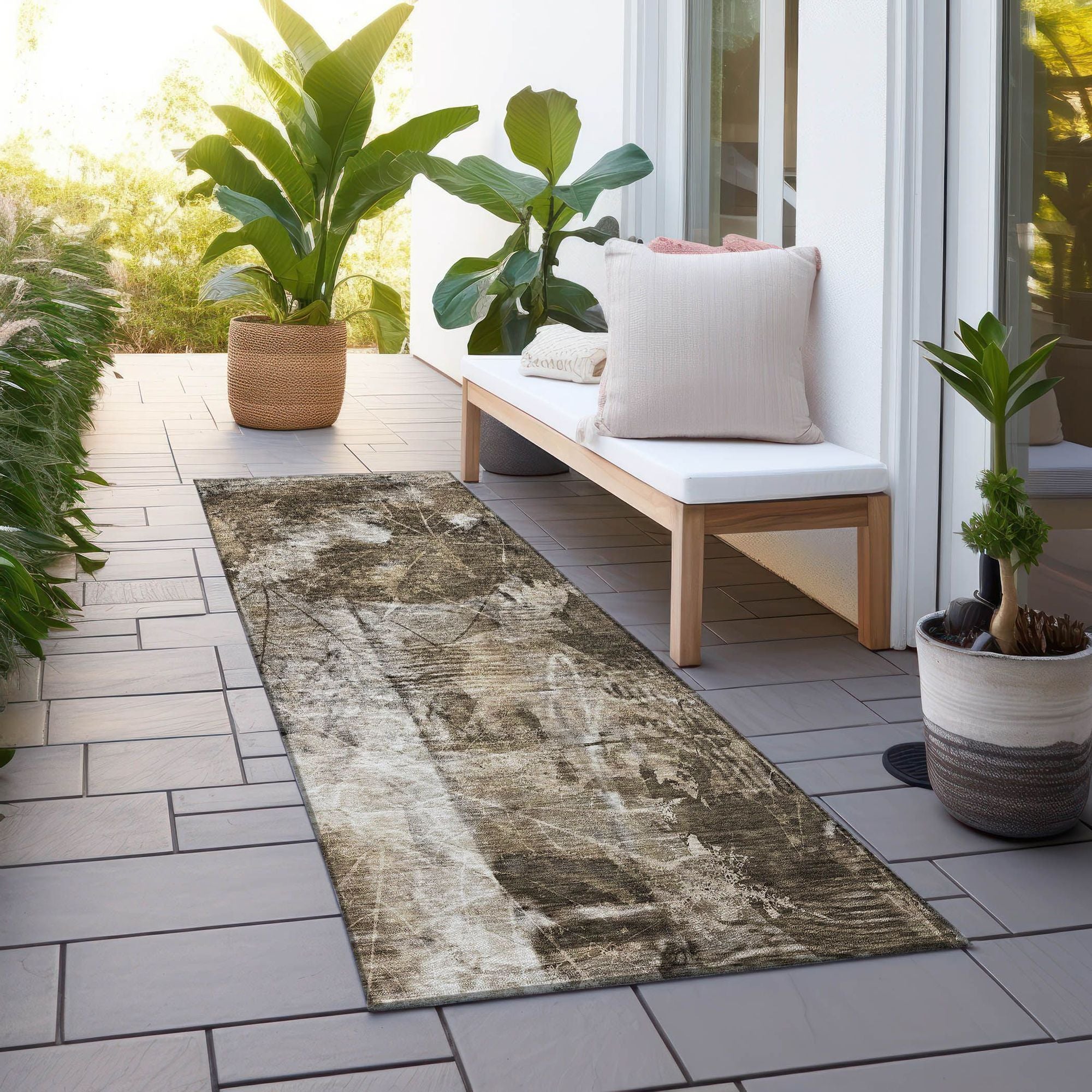 Machine Made ACN560 Taupe Brown Rugs
