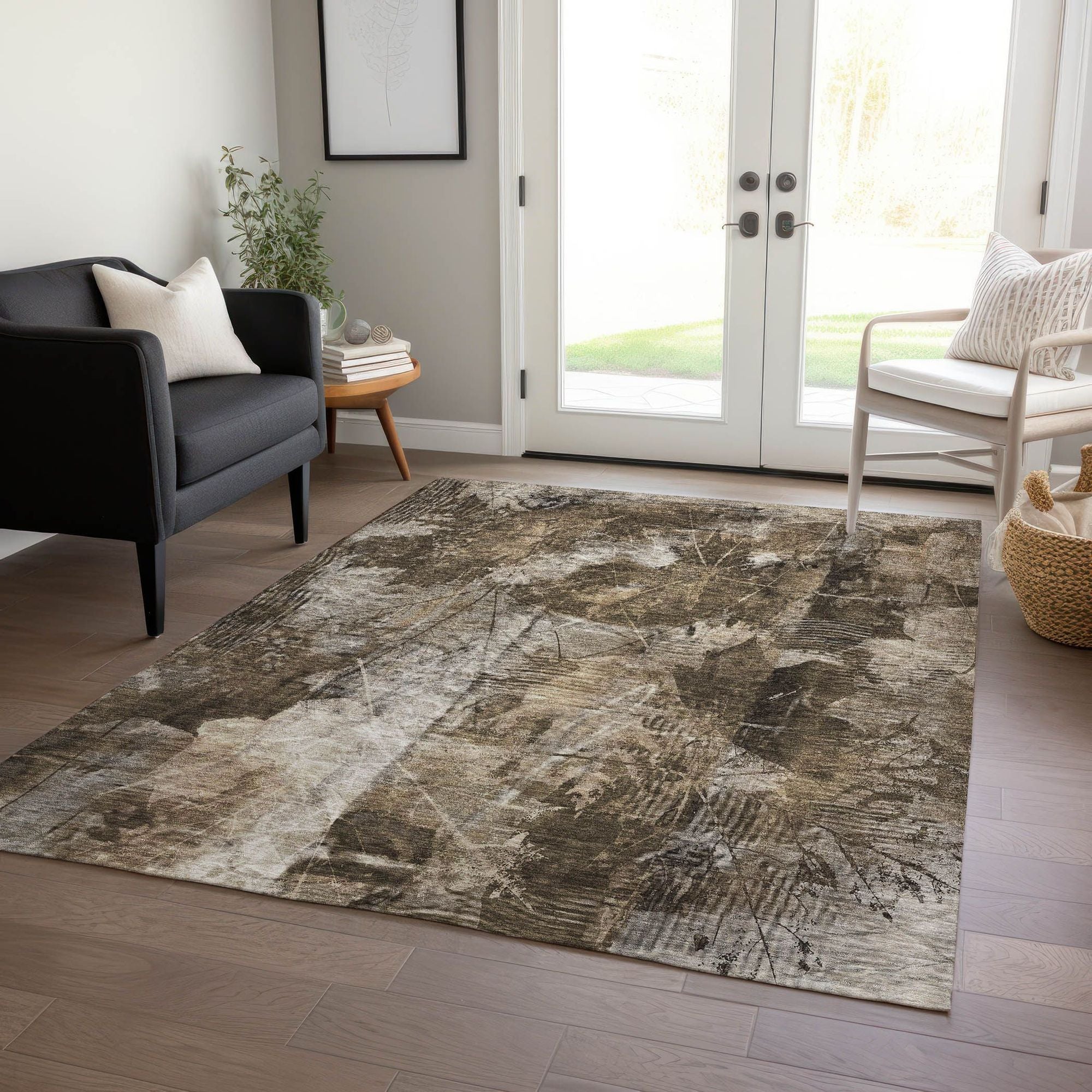 Machine Made ACN560 Taupe Brown Rugs