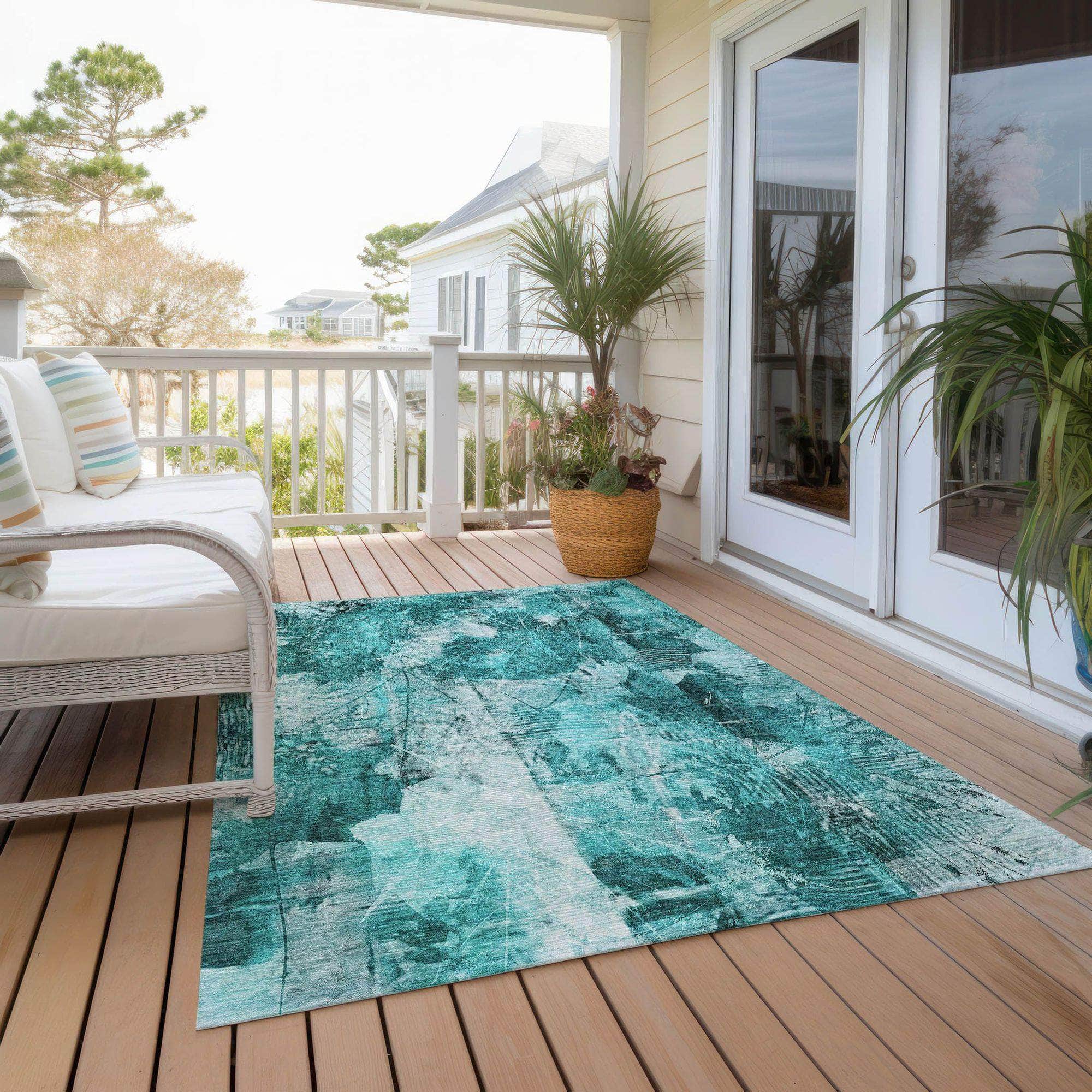 Machine Made ACN560 Teal Rugs