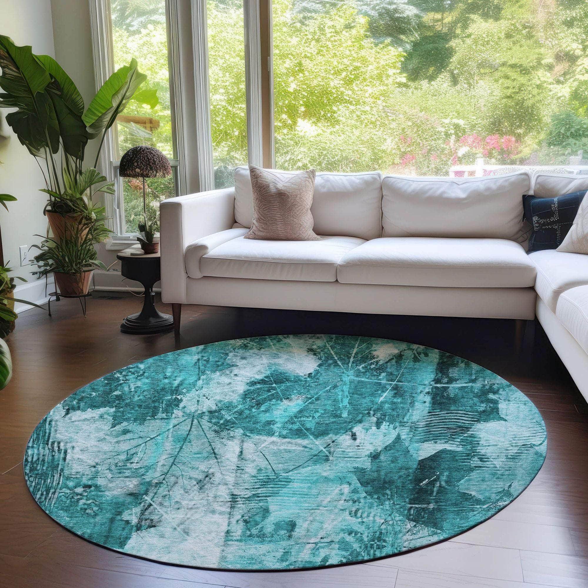Machine Made ACN560 Teal Rugs