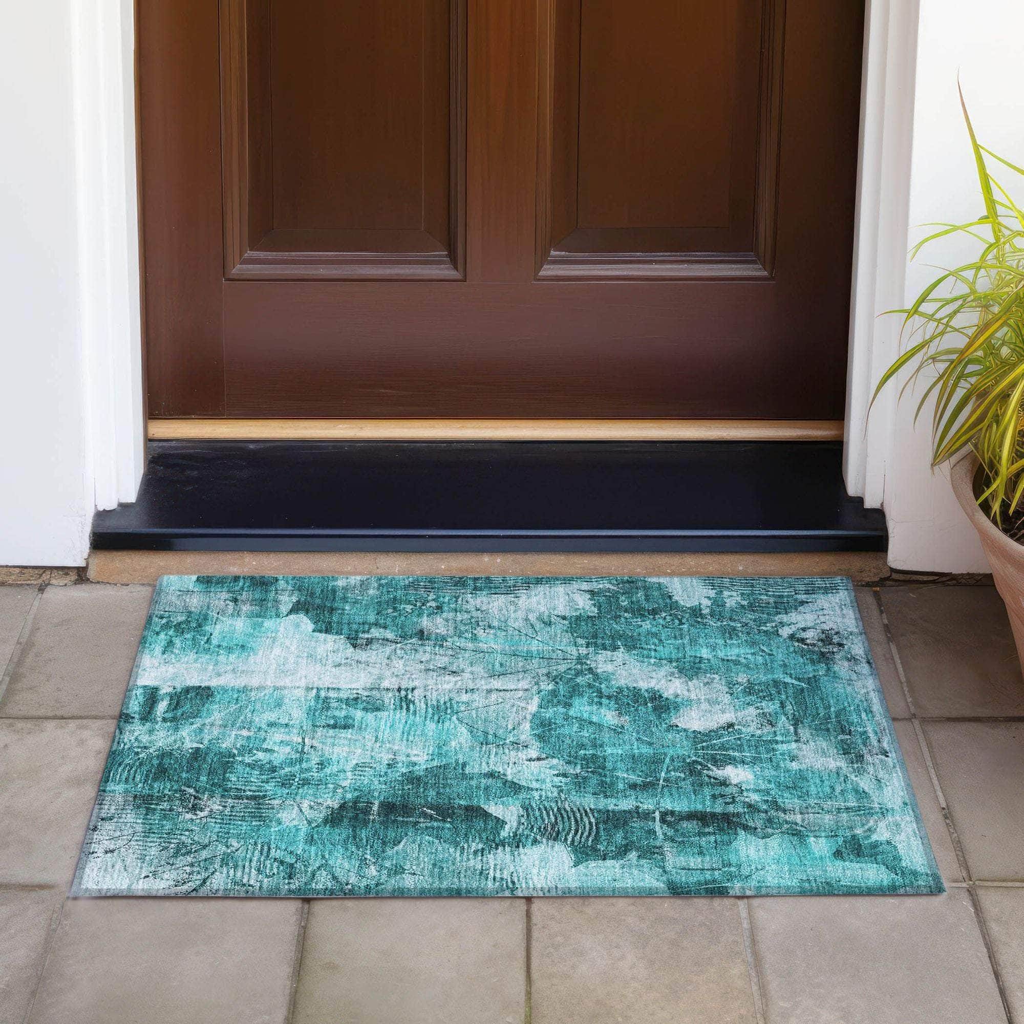 Machine Made ACN560 Teal Rugs