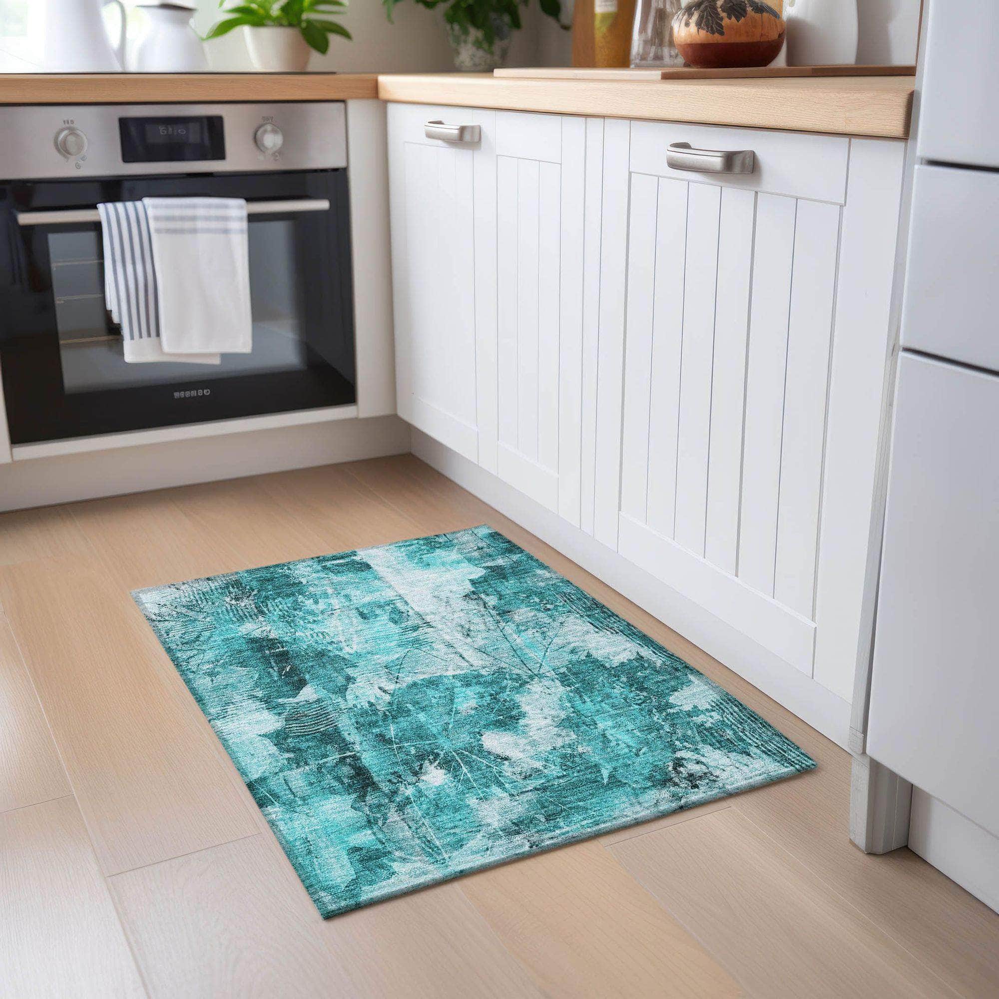 Machine Made ACN560 Teal Rugs