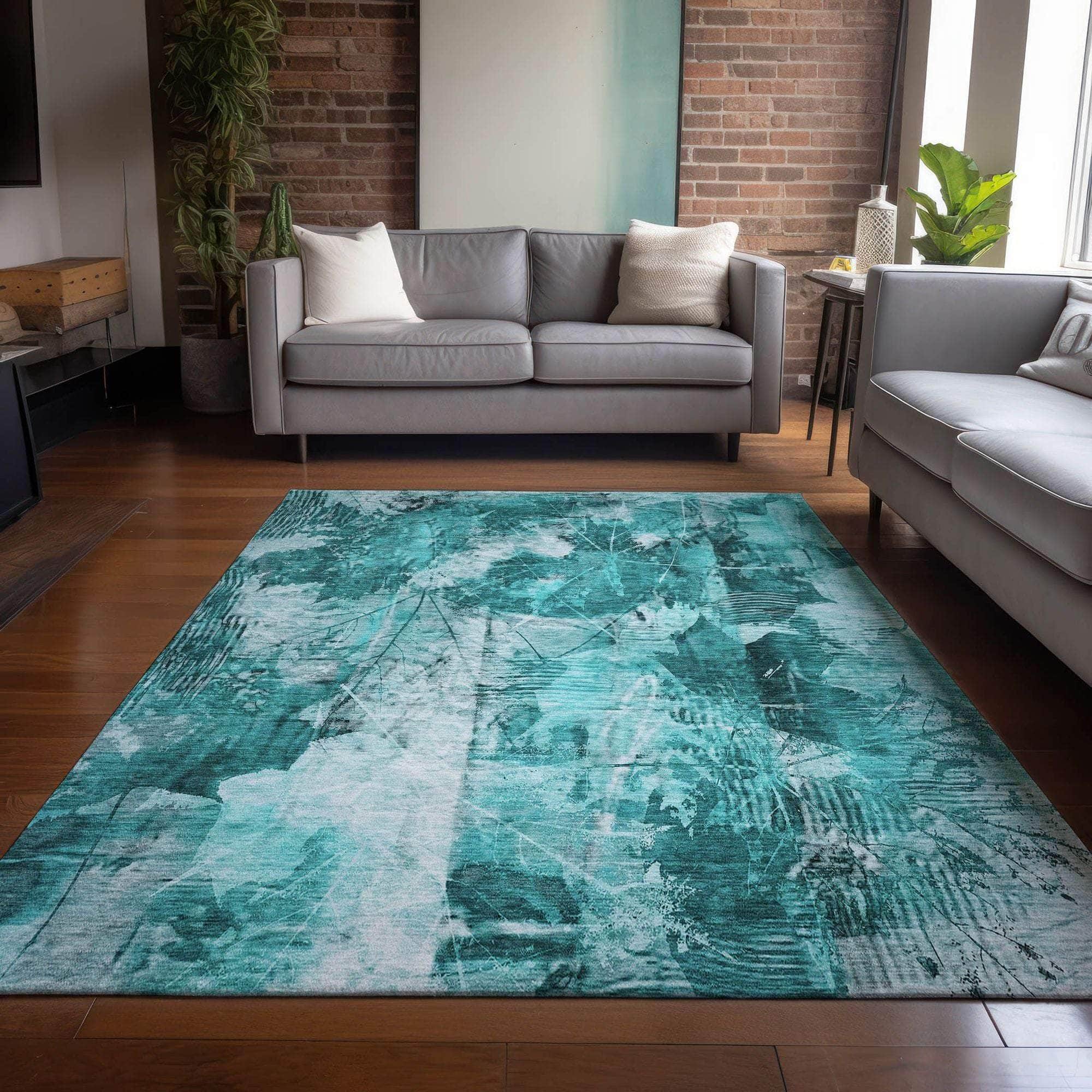 Machine Made ACN560 Teal Rugs