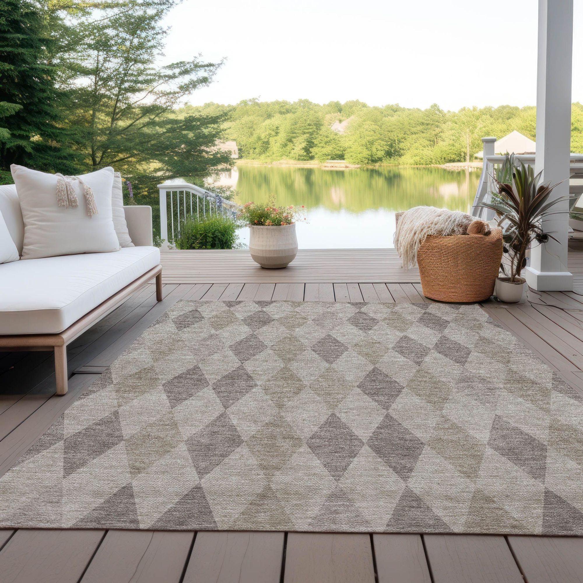 Machine Made ACN561 Beige Brown Rugs