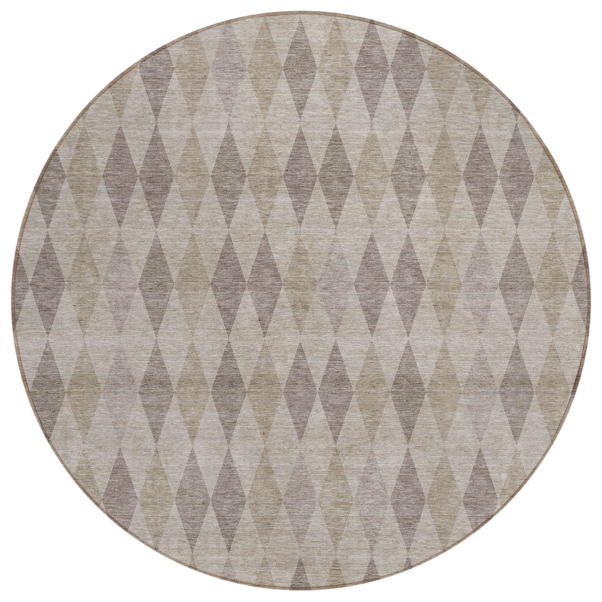 Machine Washable Beige Brown Rug - Indoor / Outdoor - Kids / Pet Friendly Geometric Print Rug